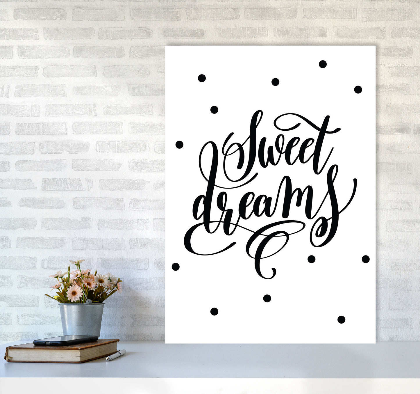 Sweet Dreams Black Modern Print A1 Black Frame
