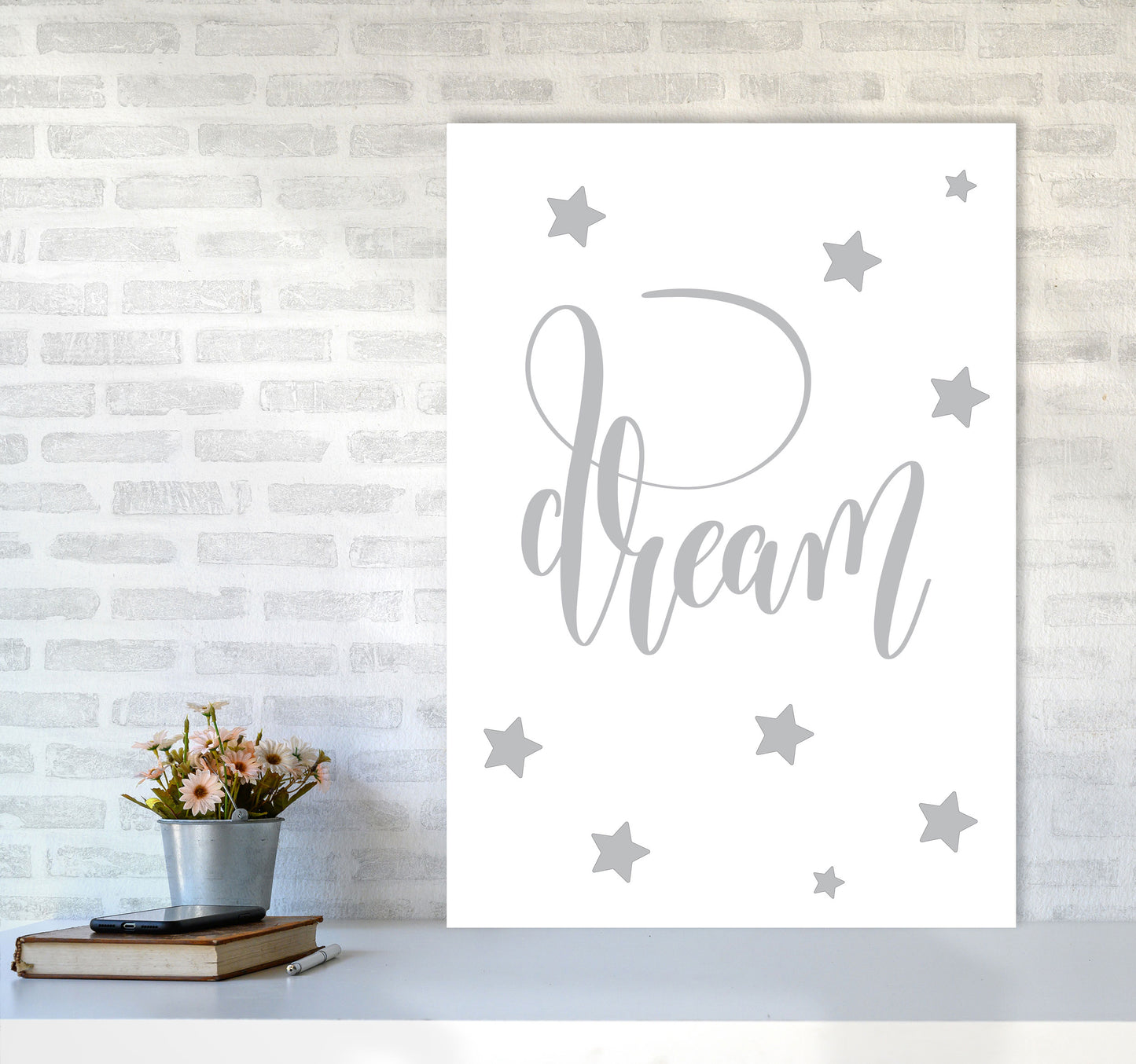 Dream Grey Framed Typography Wall Art Print A1 Black Frame
