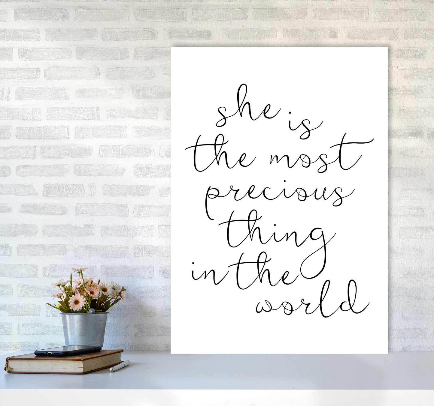 She Is The Most Precious Thing Black Modern Print A1 Black Frame
