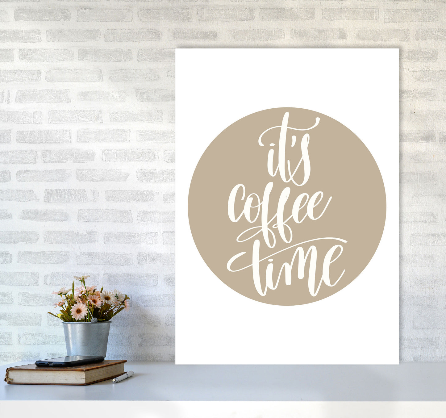 It's Coffee Time Framed Typography Wall Art Print A1 Black Frame