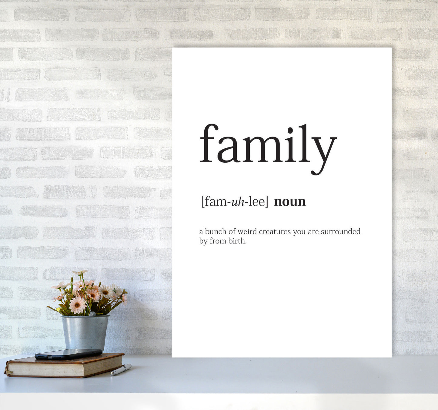 Family Framed Typography Wall Art Print A1 Black Frame