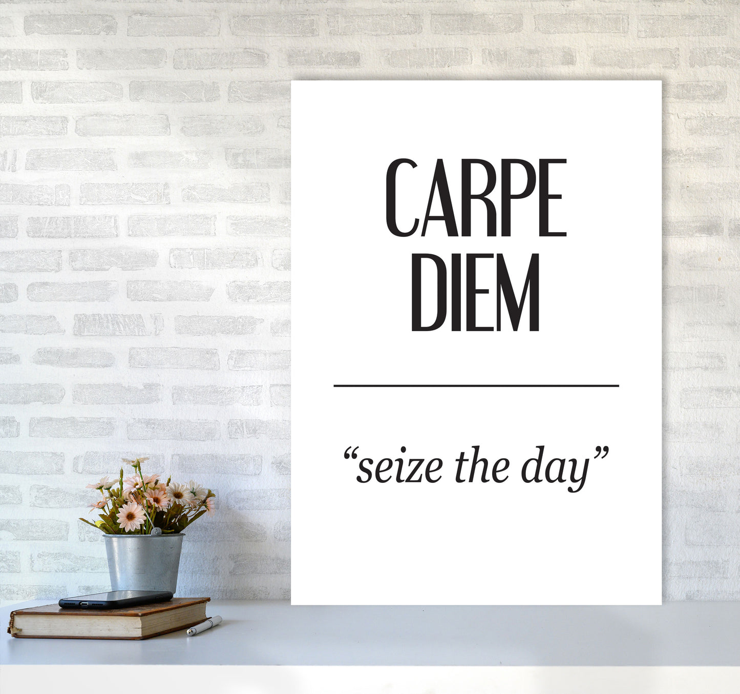 Carpe Diem Framed Typography Wall Art Print A1 Black Frame