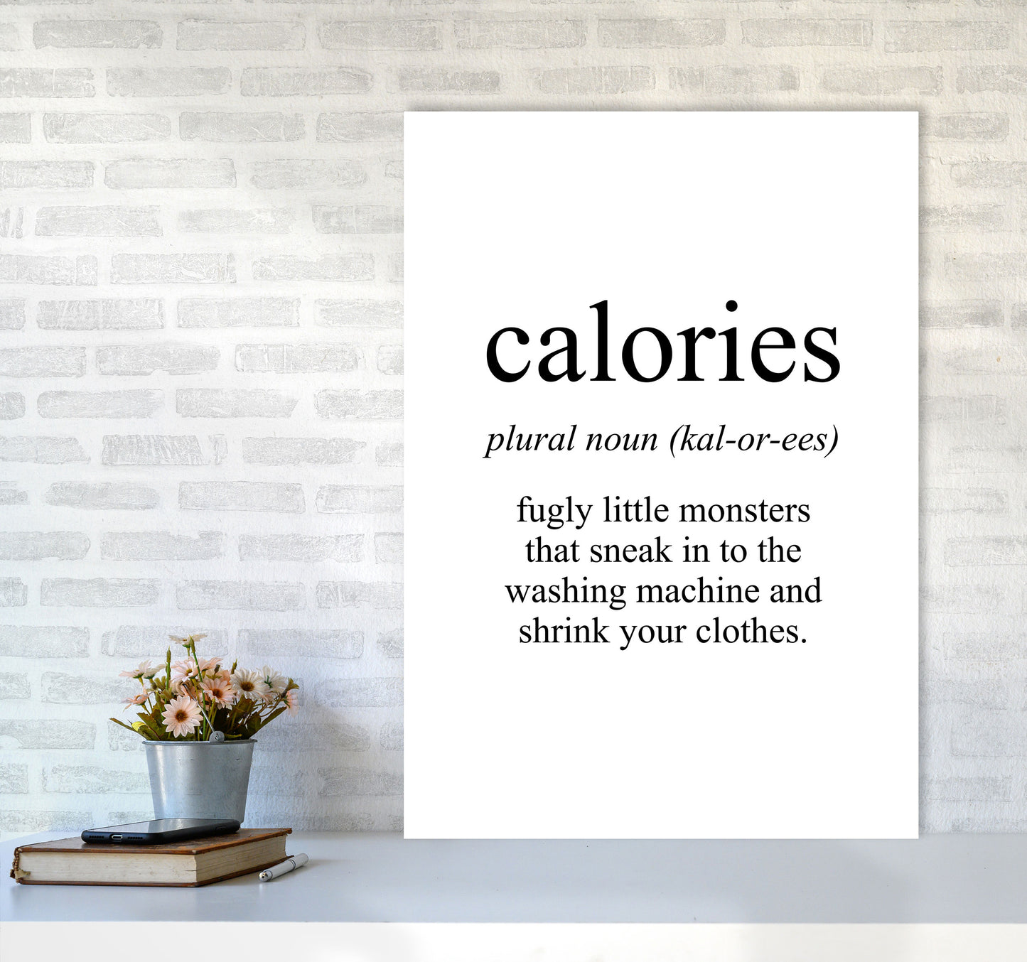 Calories Framed Typography Wall Art Print A1 Black Frame