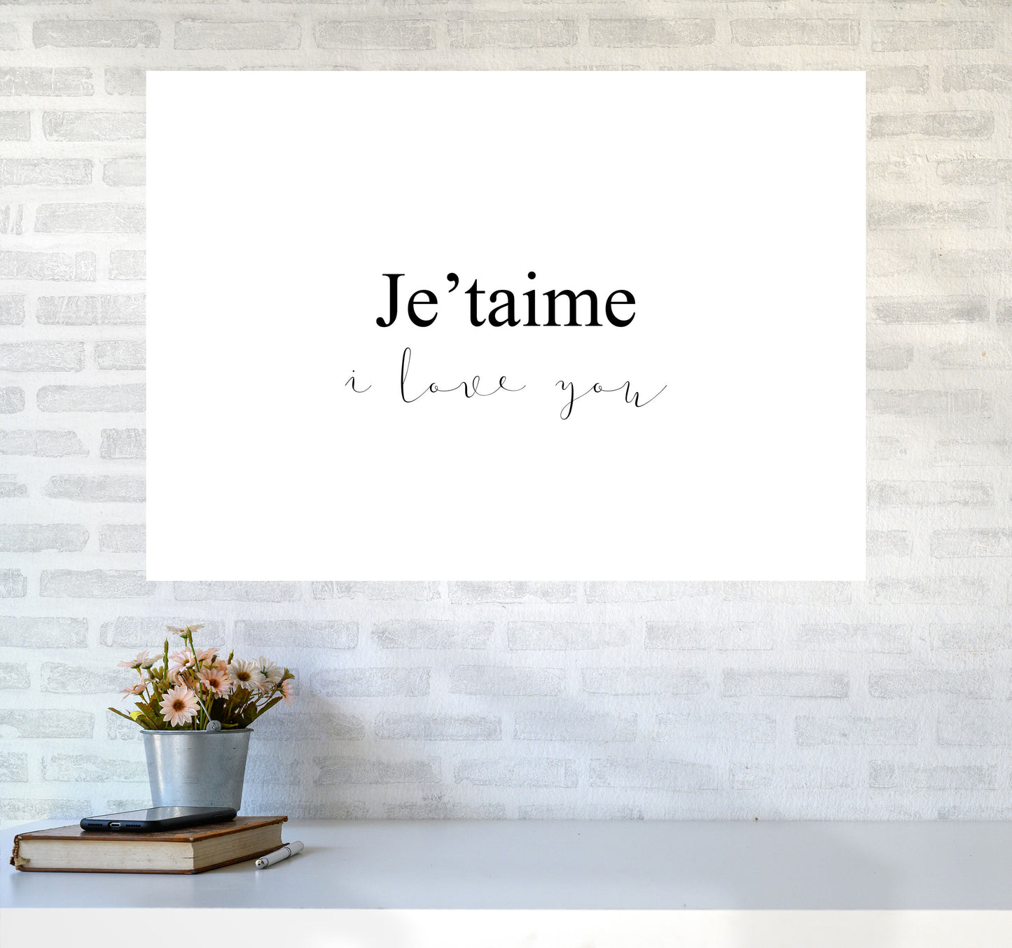 Je'taime Framed Typography Wall Art Print A1 Black Frame
