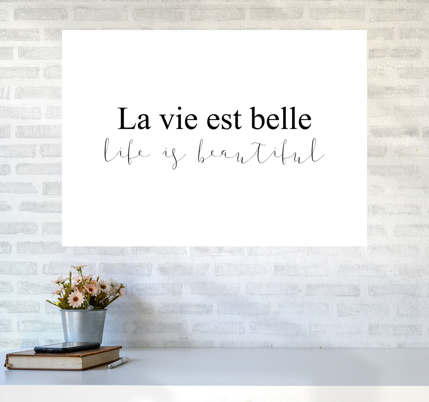 La Vie Est Belle Framed Typography Wall Art Print A1 Black Frame