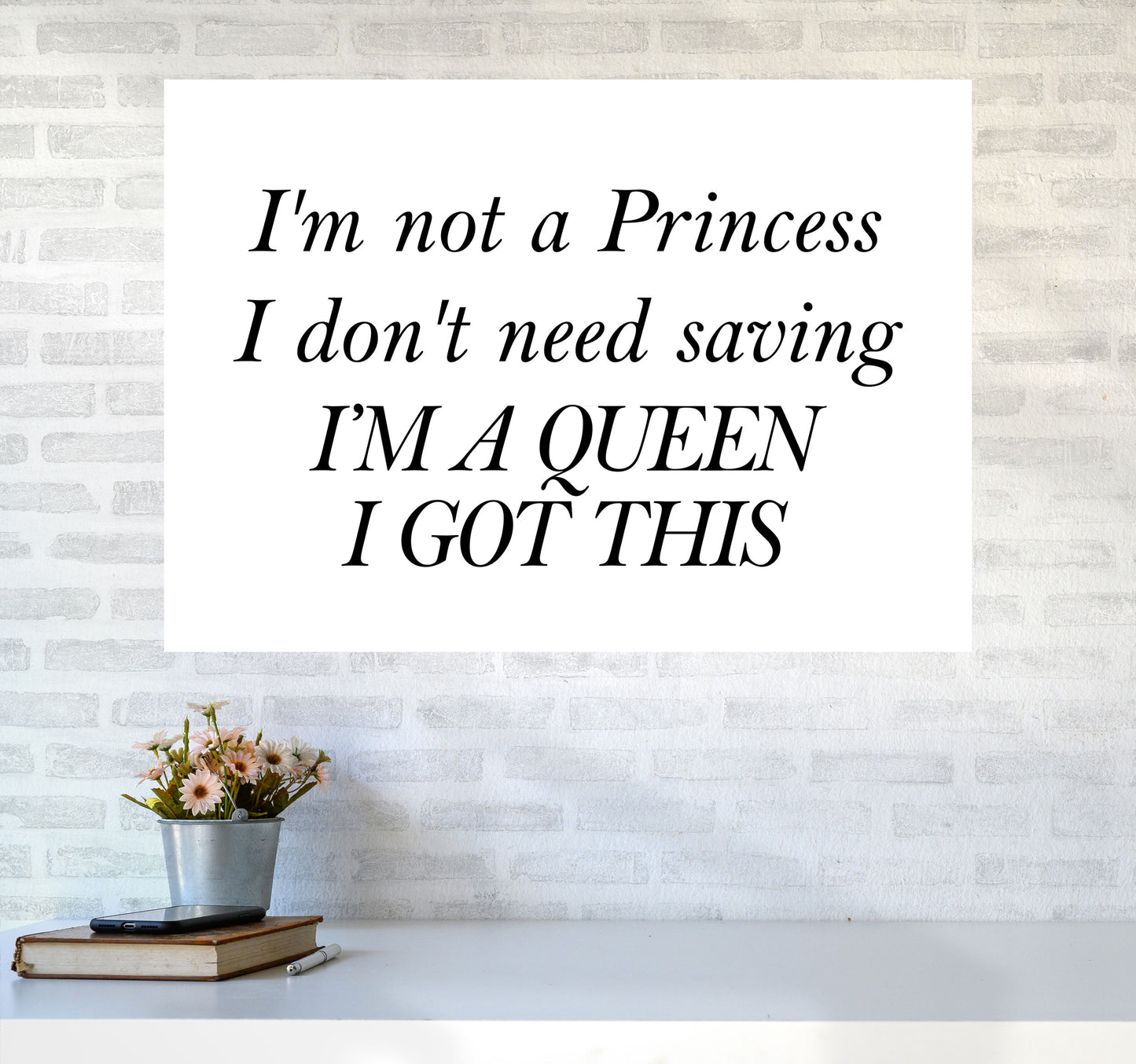 I'm A Queen Framed Typography Wall Art Print A1 Black Frame
