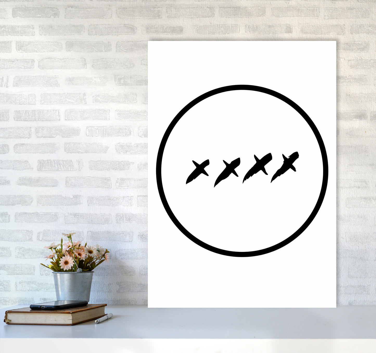 XXXX Kisses Modern Print A1 Black Frame