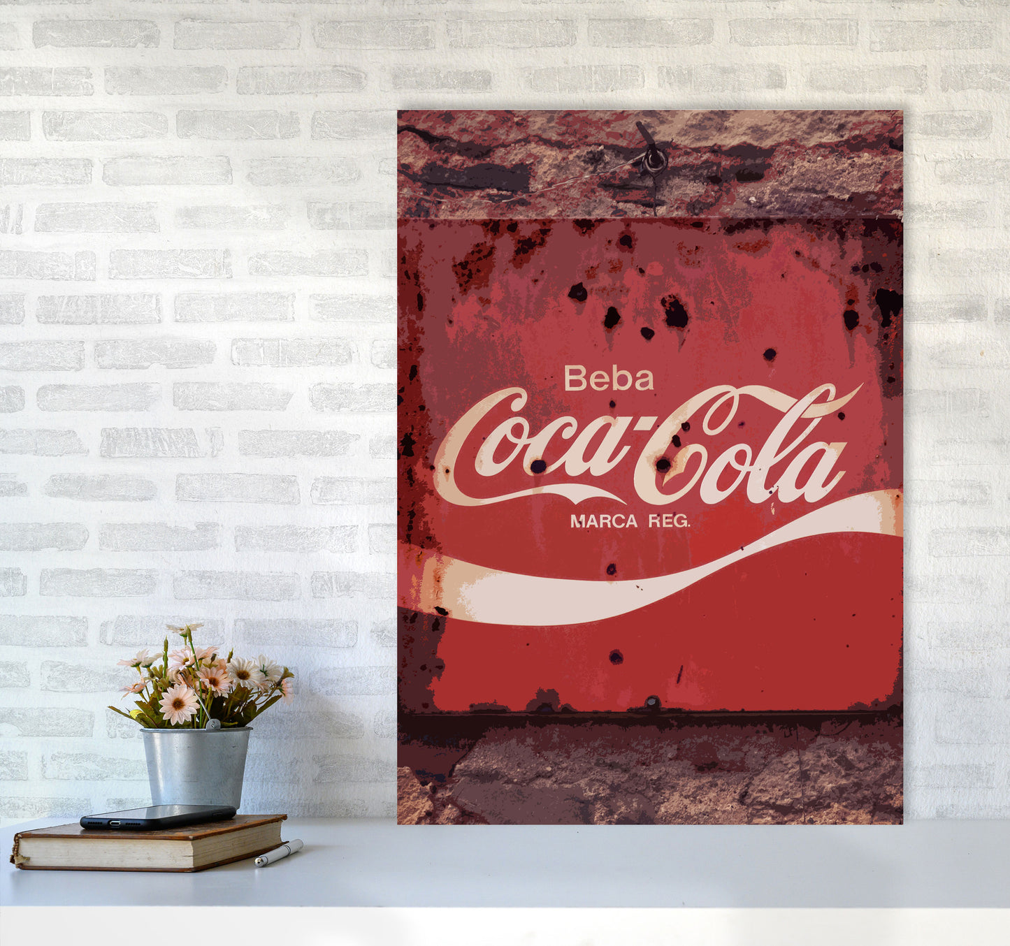 Coca Cola Vintage Sign Modern Print A1 Black Frame