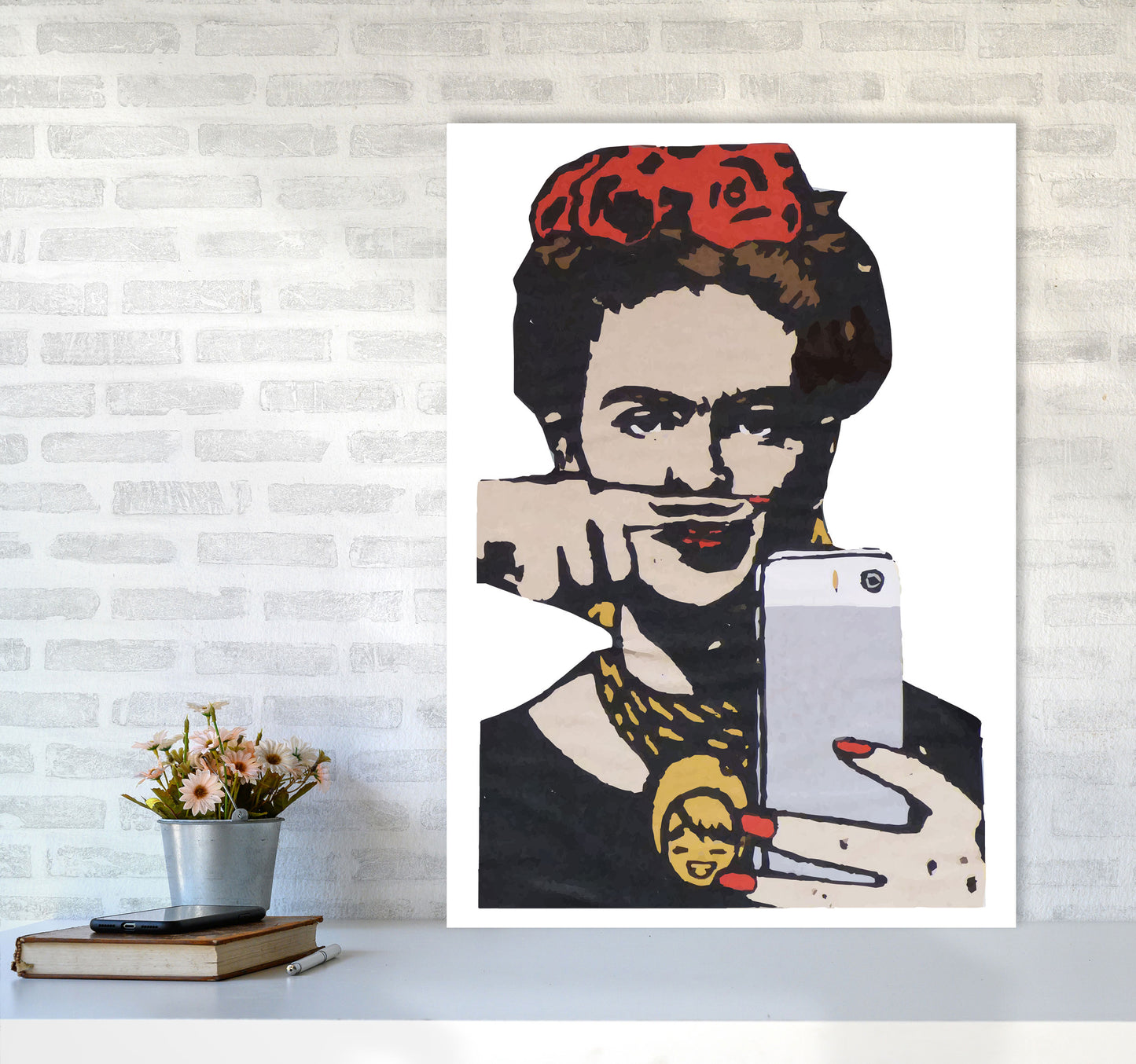 Urban Frida Kahlo Modern Print A1 Black Frame
