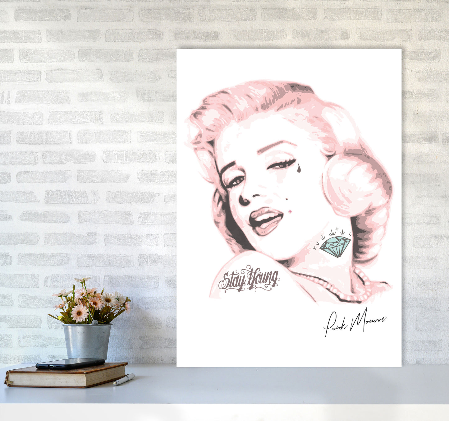 Pink Punk Monroe Modern Print A1 Black Frame