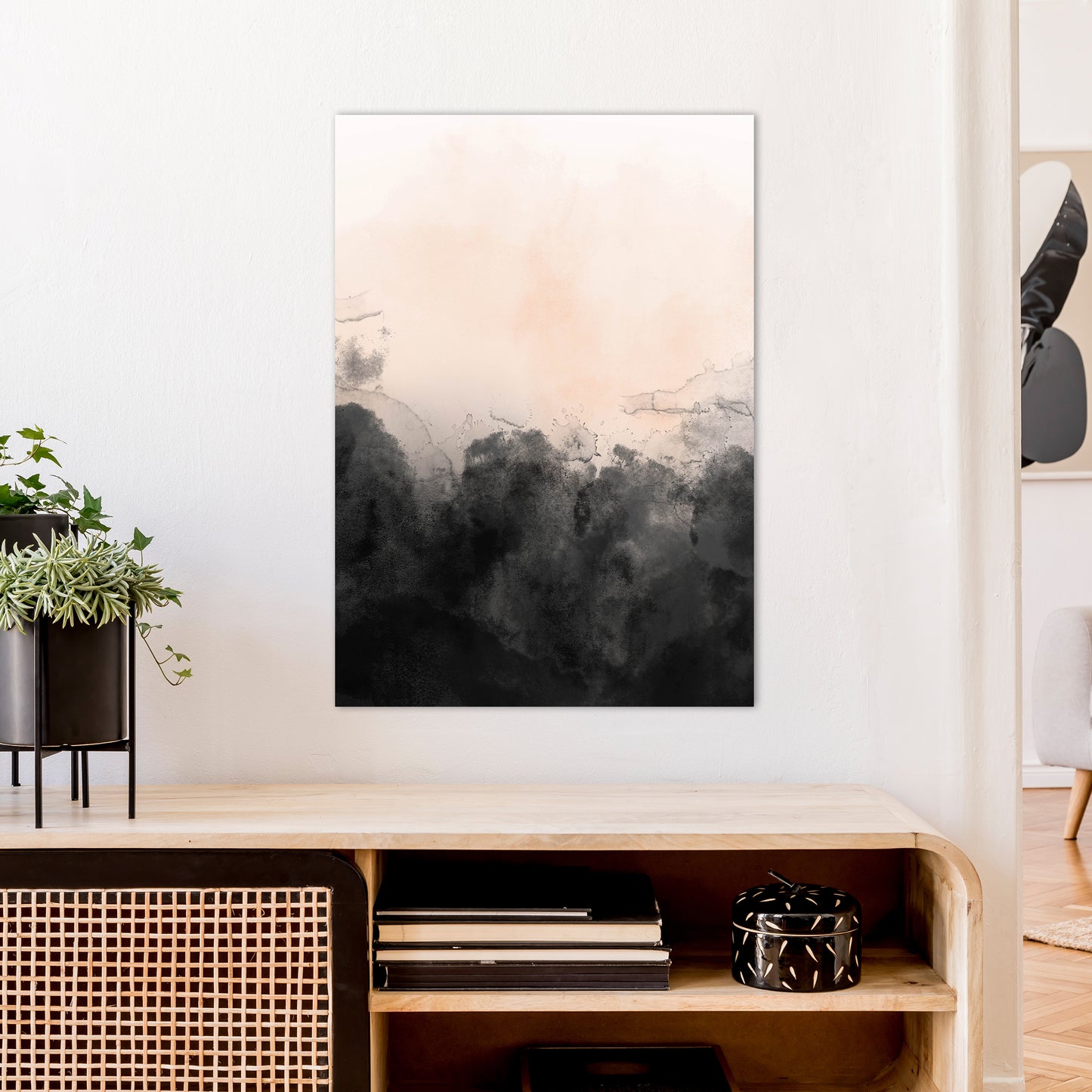Nude And Black Watercolour 3 Art Print by Pixy Paper A1 Black Frame