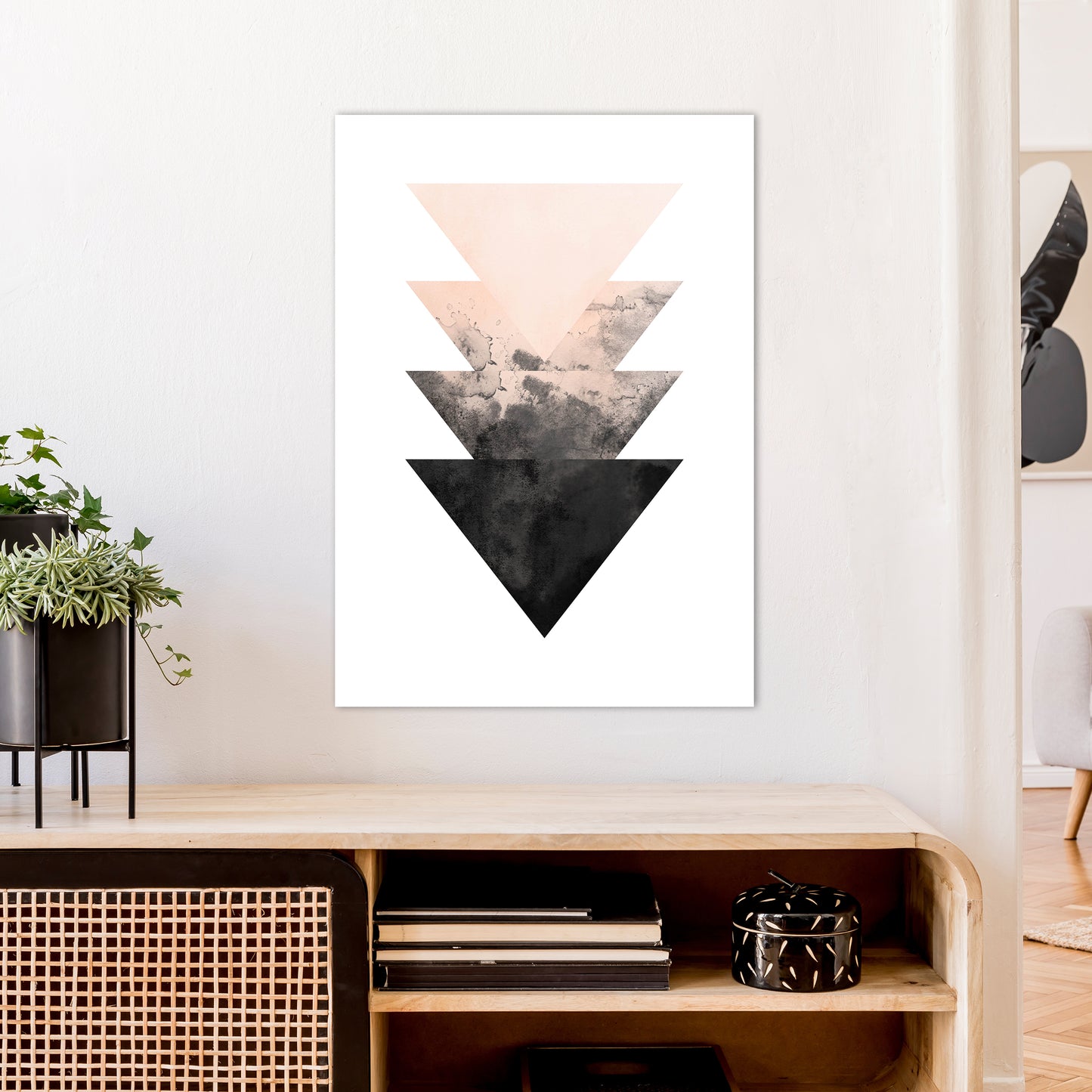 Nude And Black Watercolour 4 Art Print by Pixy Paper A1 Black Frame