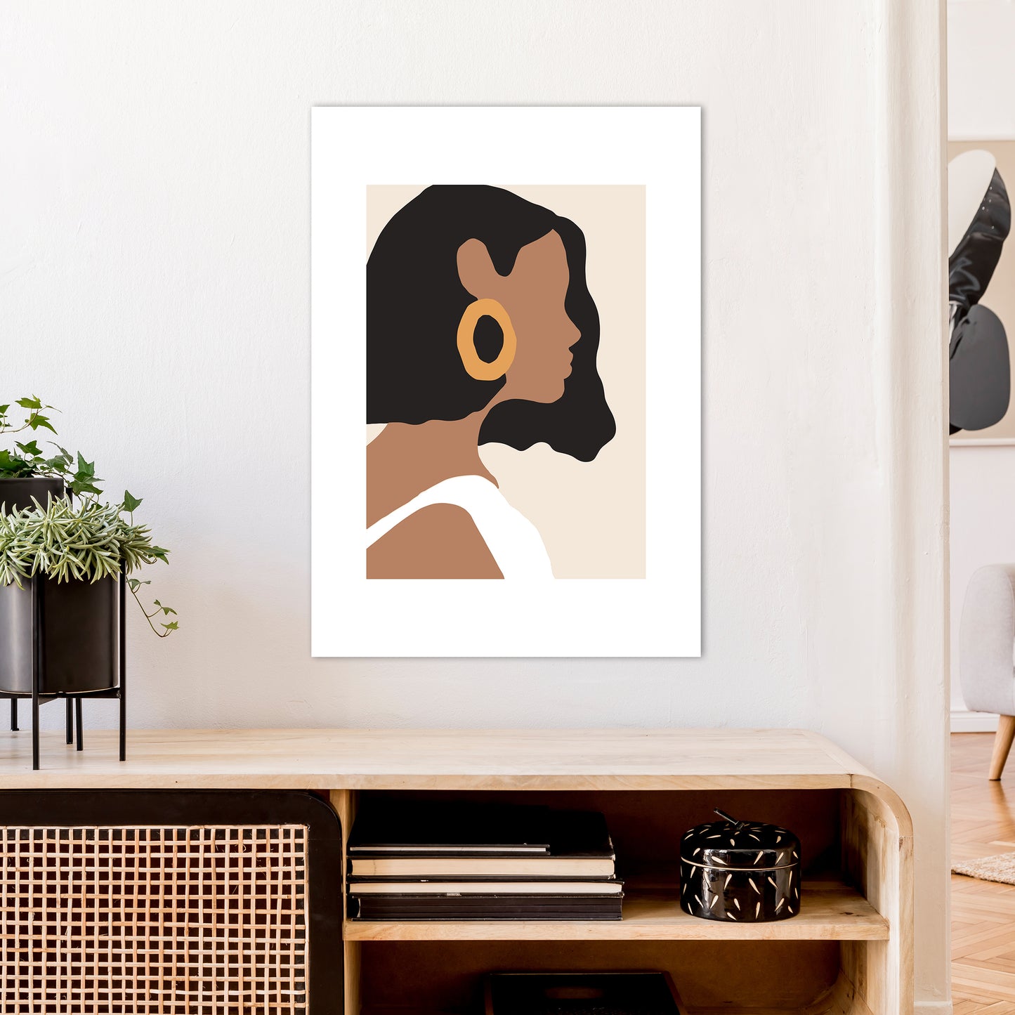 Mica Girl With Earring N6 Art Print by Pixy Paper A1 Black Frame