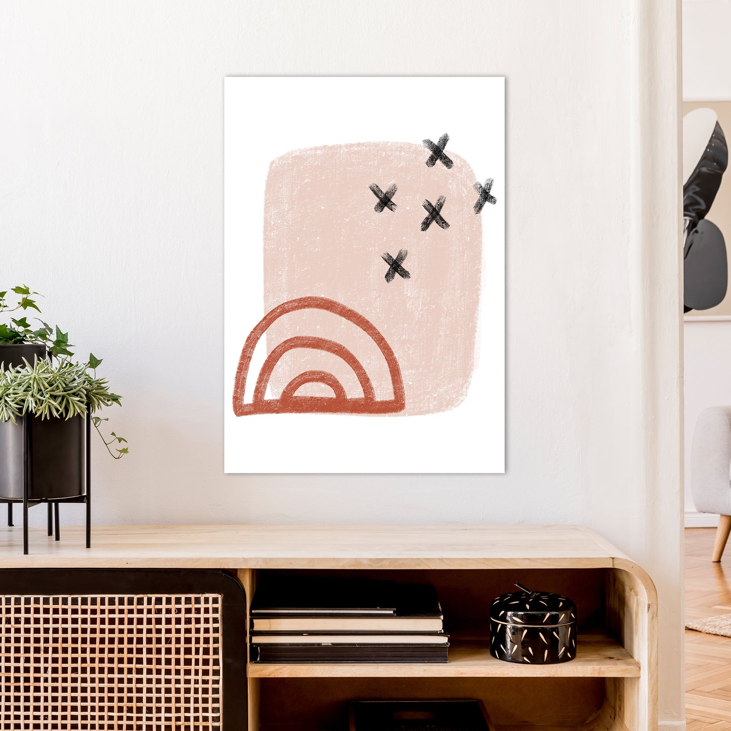 Dalia Chalk Red Rainbow Art Print by Pixy Paper A1 Black Frame