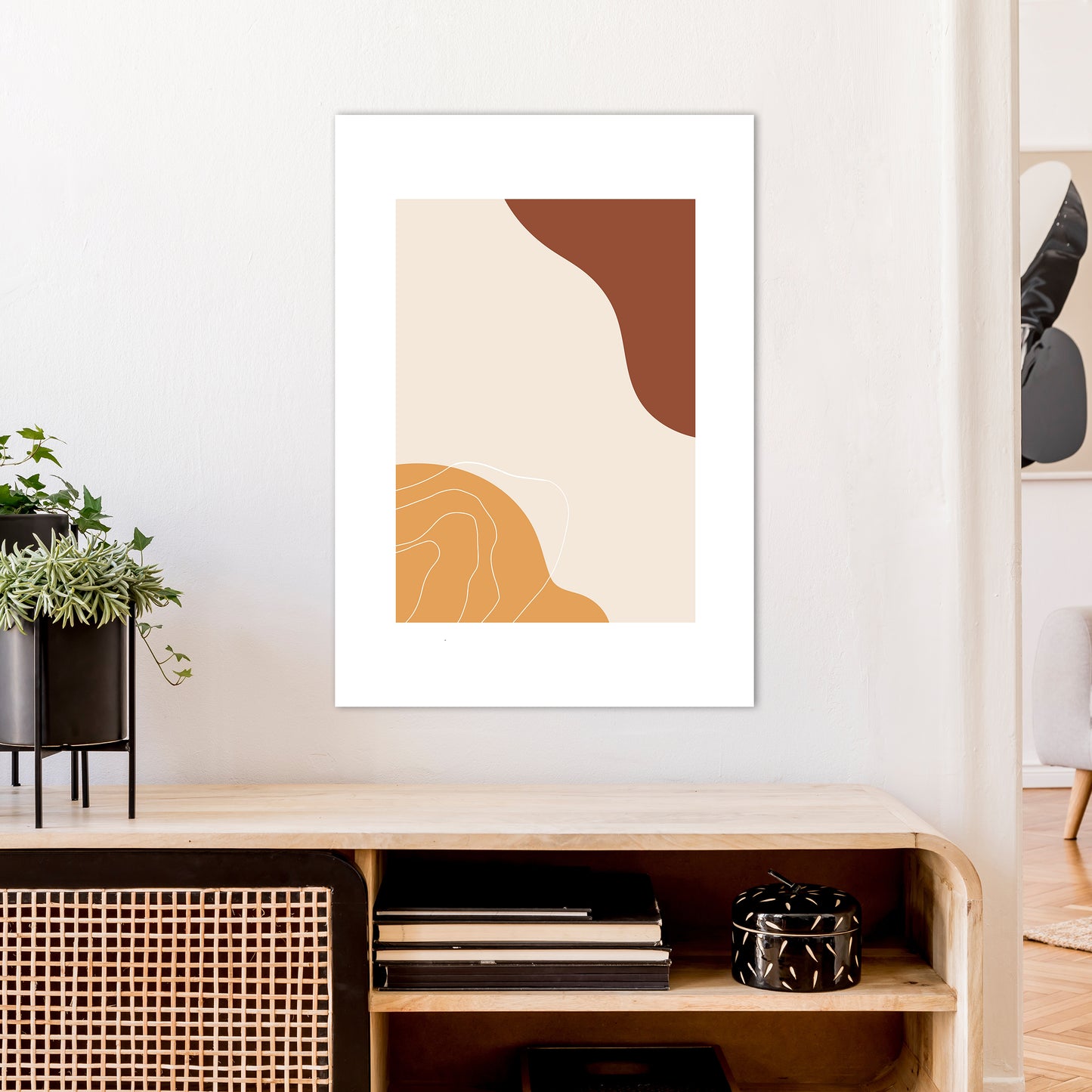 Mica Sand Abstract N27 Art Print by Pixy Paper A1 Black Frame