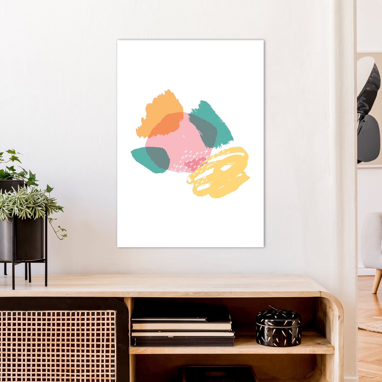 Mismatch Pink And Teal Art Print by Pixy Paper A1 Black Frame