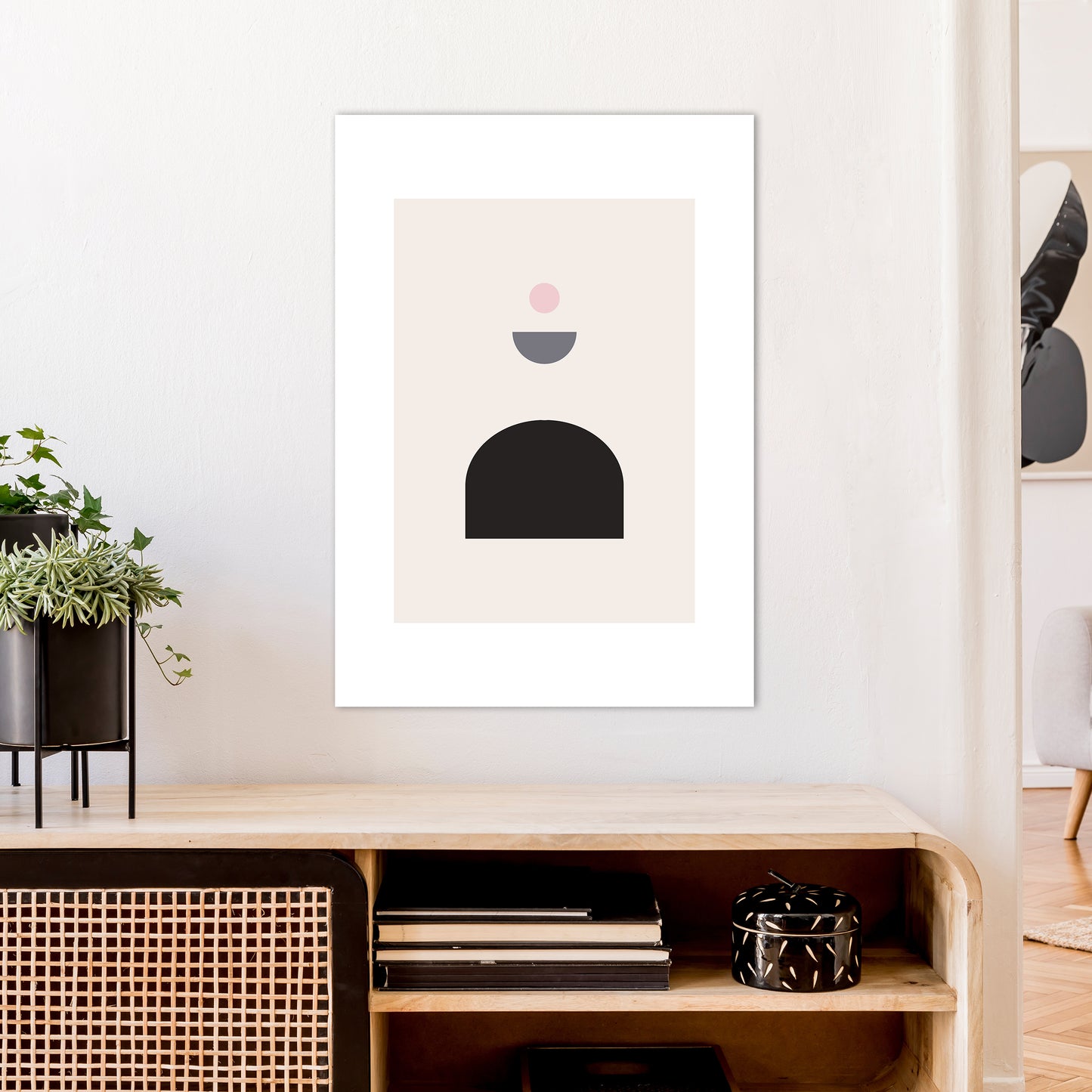 Mila Pink Abstract N13 Art Print by Pixy Paper A1 Black Frame
