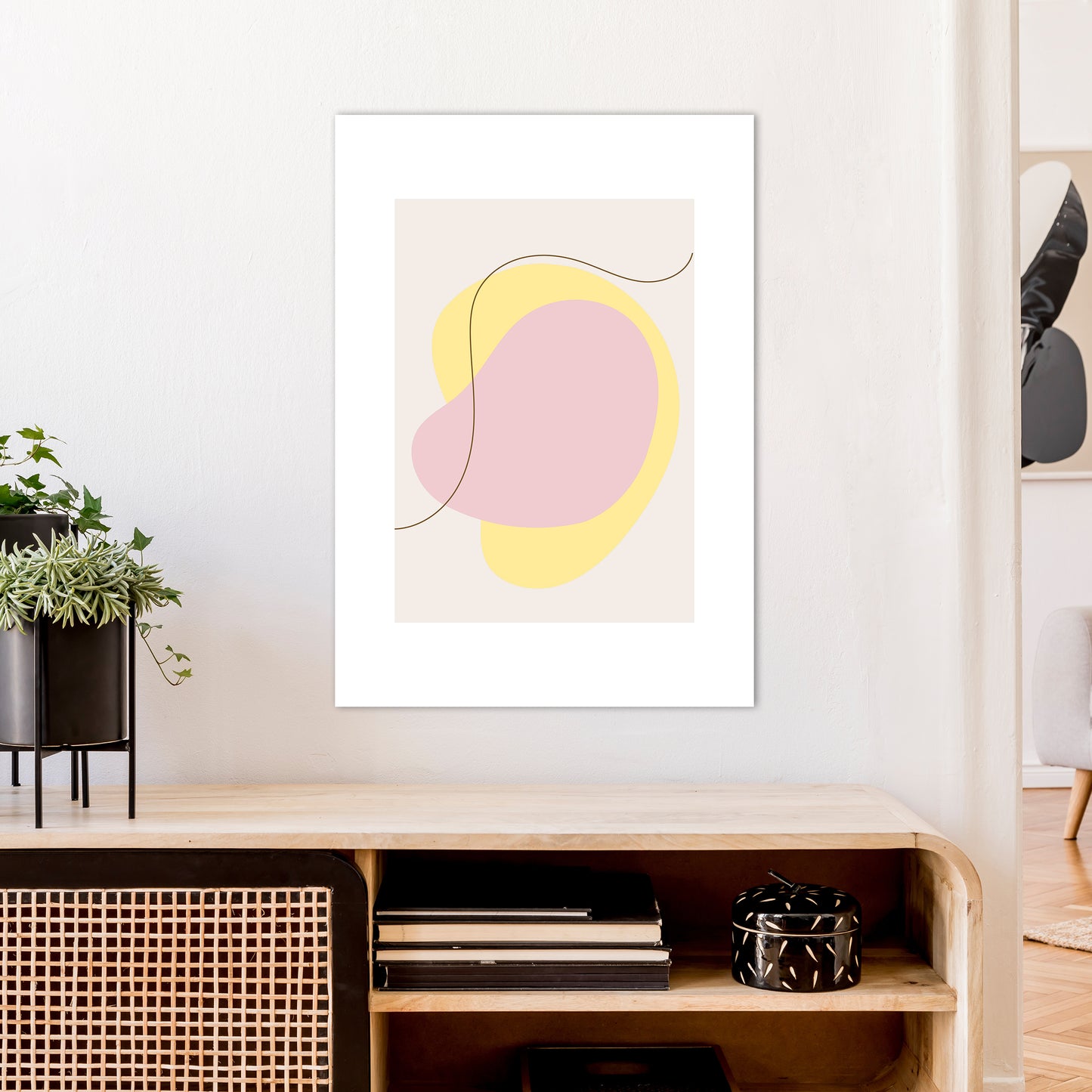Mila Pink Abstract N22 Art Print by Pixy Paper A1 Black Frame