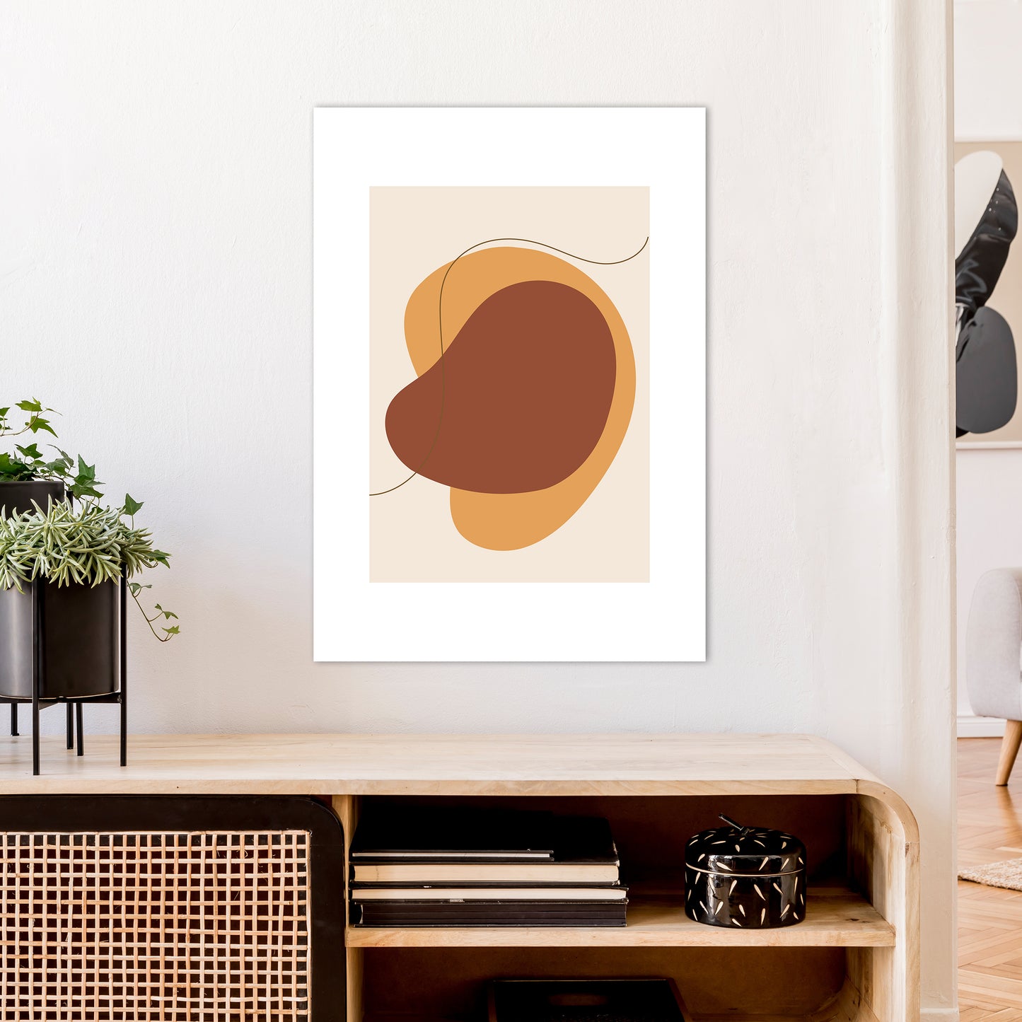 Mica Sand Abstract N29 Art Print by Pixy Paper A1 Black Frame
