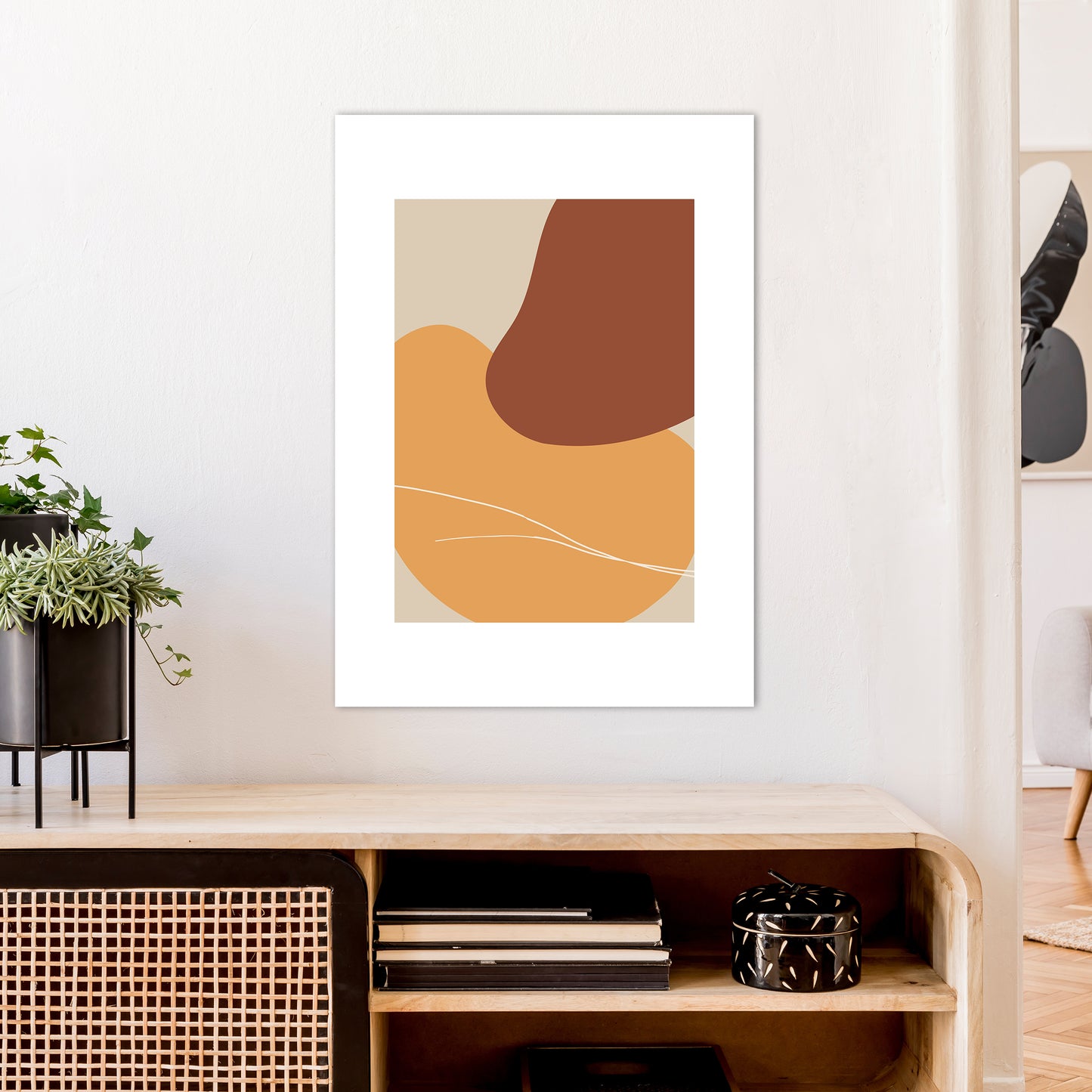 Mica Sand Abstract N28 Art Print by Pixy Paper A1 Black Frame