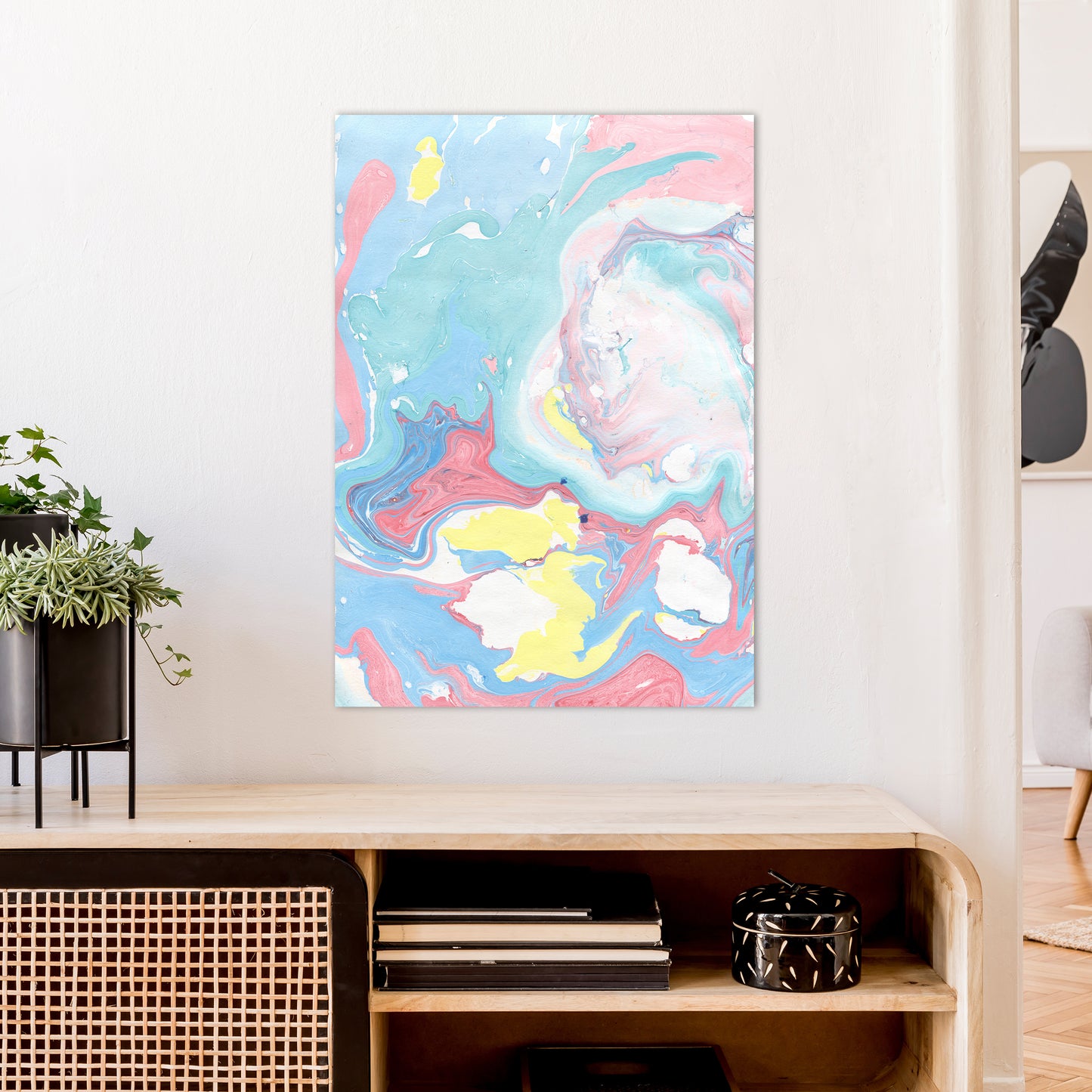 Liquid Mix Rainbow Art Print by Pixy Paper A1 Black Frame