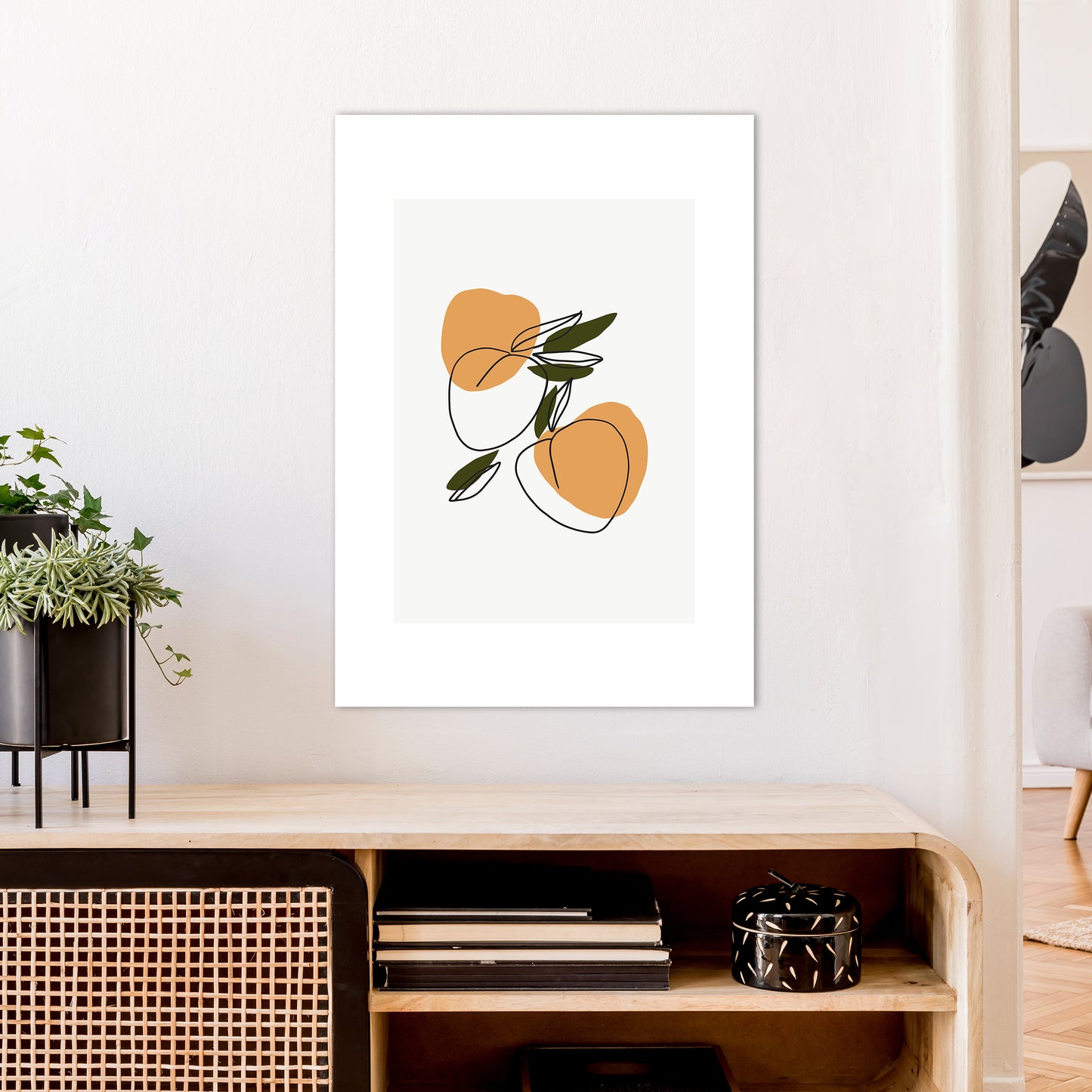 Mica Apricots N3 Art Print by Pixy Paper A1 Black Frame
