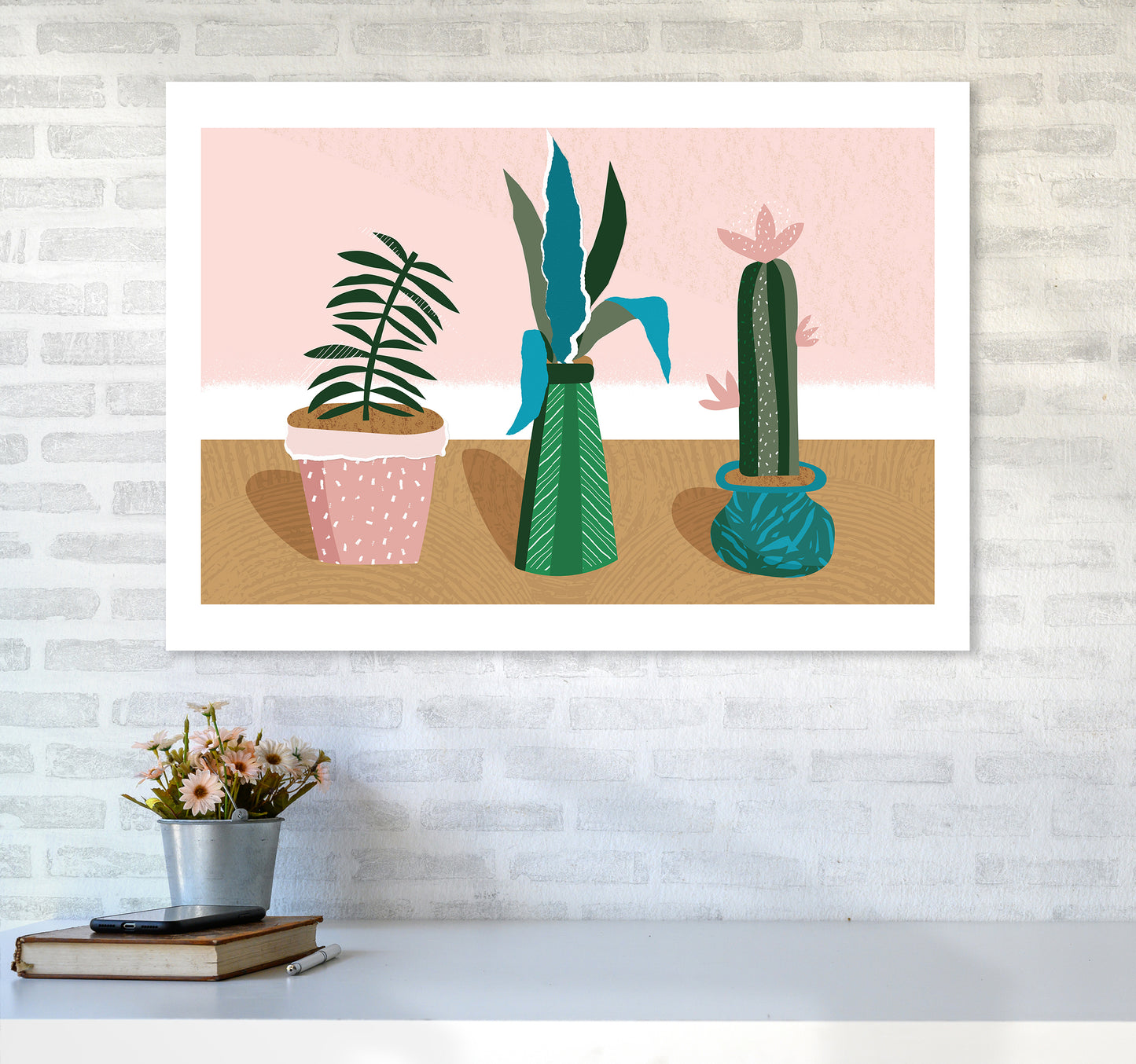 Plant Collection Jungle Abstract Art Print by Pixy Paper A1 Black Frame