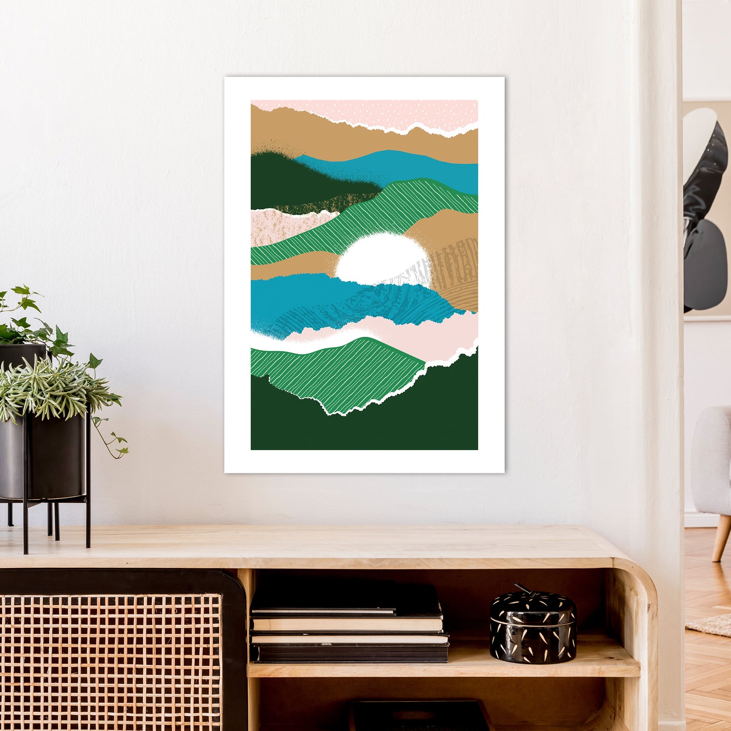 Sun Rising Jungle Abstract Art Print by Pixy Paper A1 Black Frame