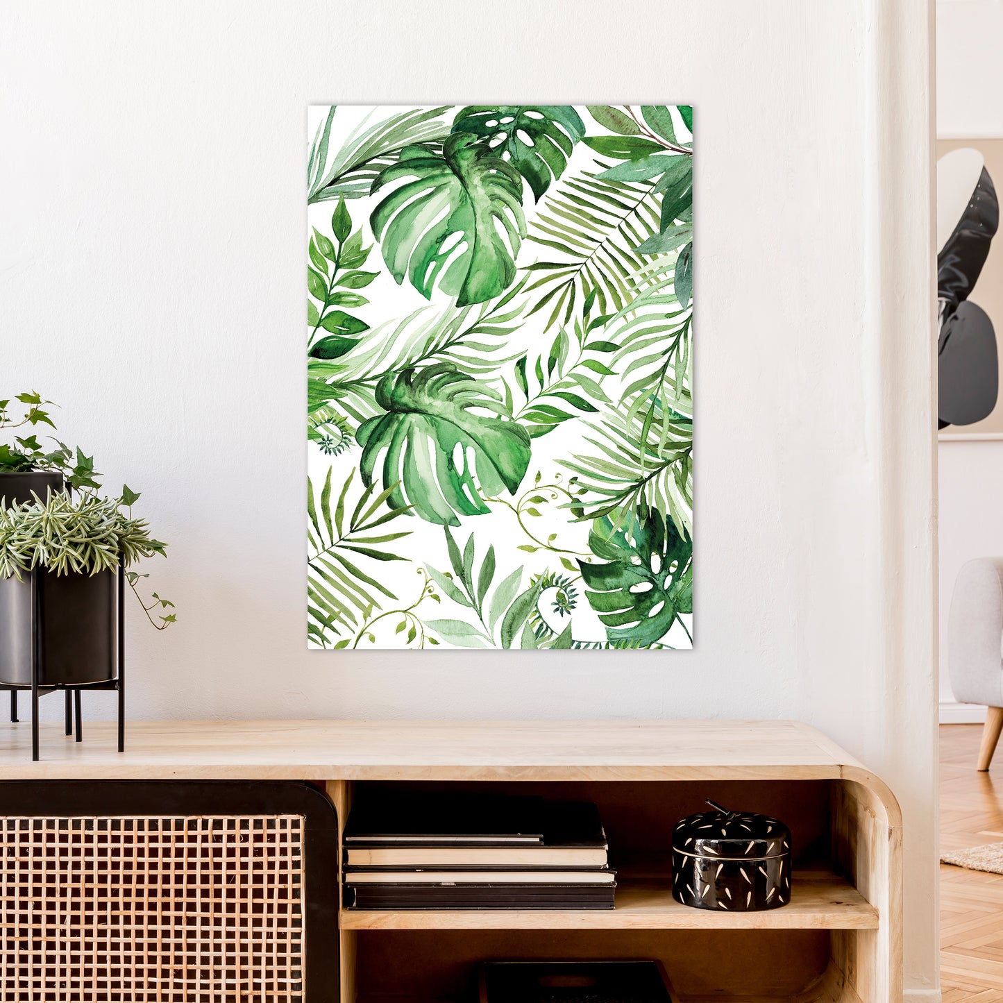 Full Page Leaves Exotic Art Print by Pixy Paper A1 Black Frame