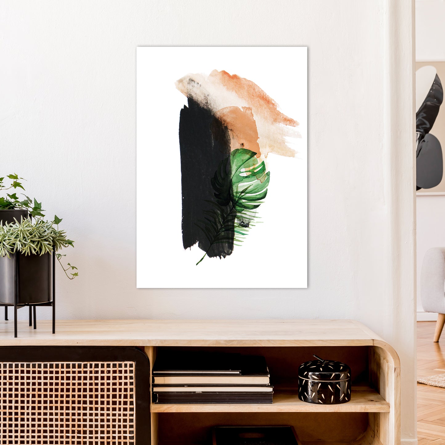 Exotic Abstract Strokes Art Print by Pixy Paper A1 Black Frame