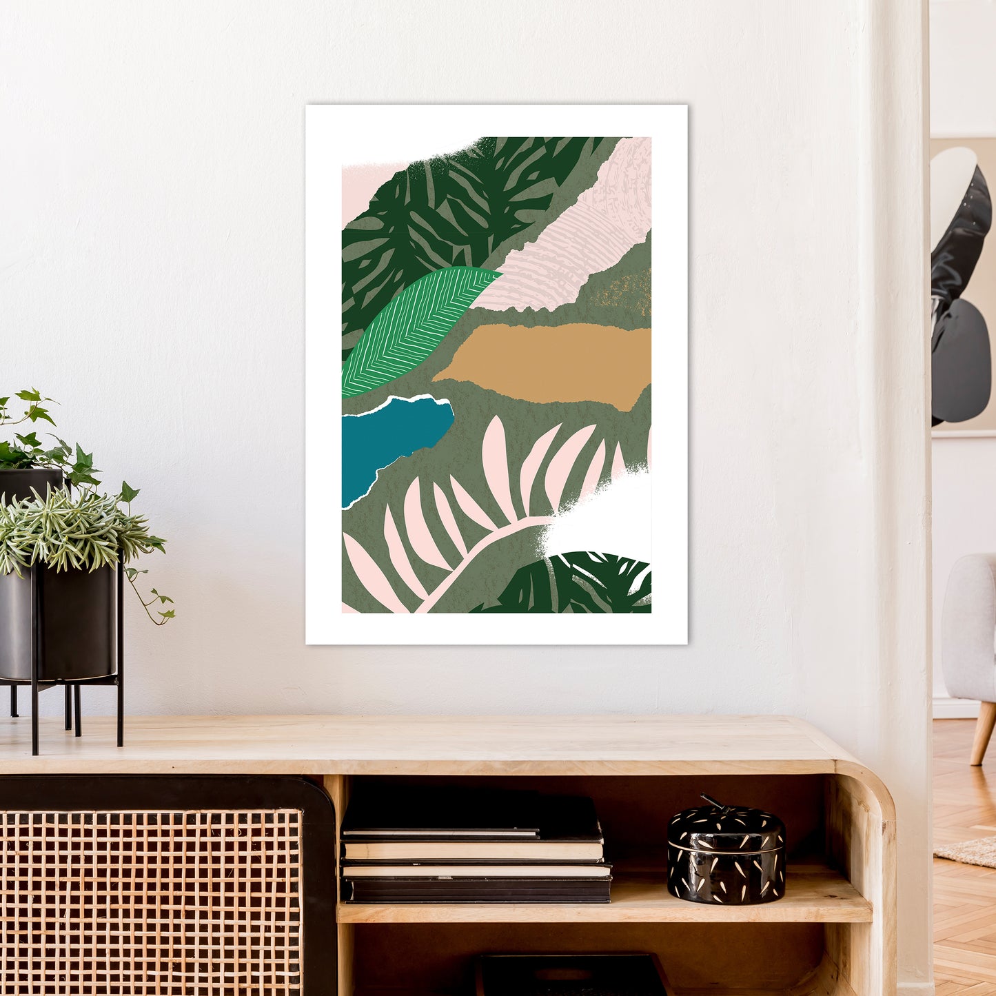 Mismatch Jungle Abstract Art Print by Pixy Paper A1 Black Frame