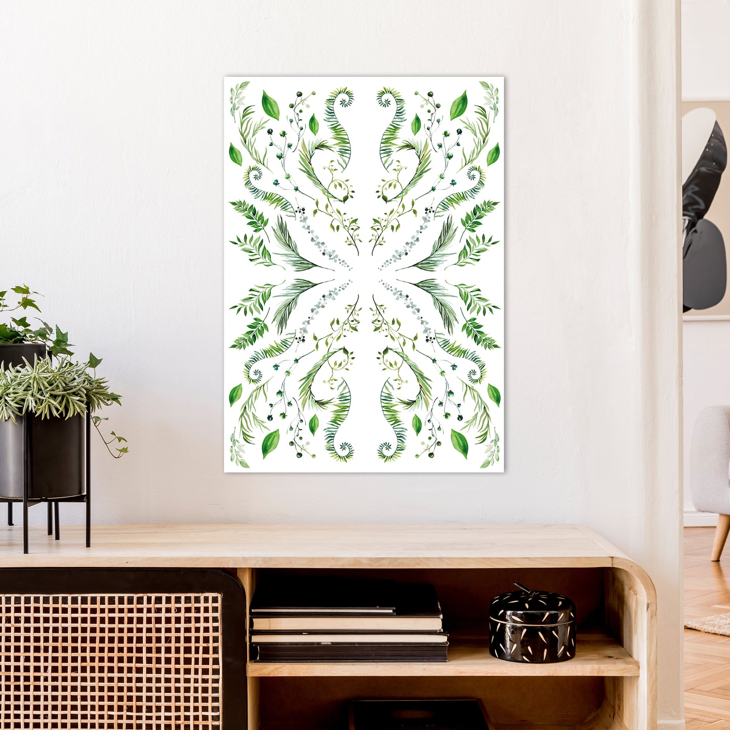 Mirrored Plants Exotic Art Print by Pixy Paper A1 Black Frame