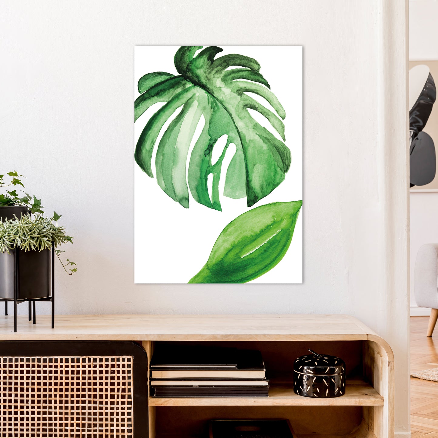Large Leaf Exotic Art Print by Pixy Paper A1 Black Frame