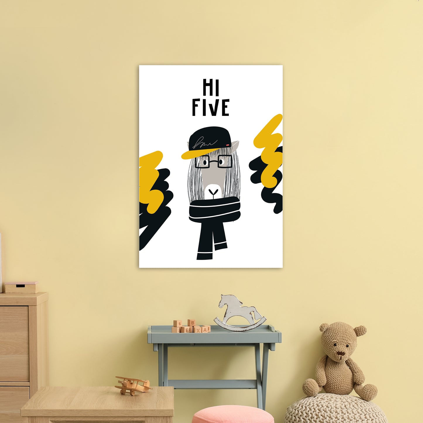 Hi Five Pop Art Print by Pixy Paper A1 Black Frame