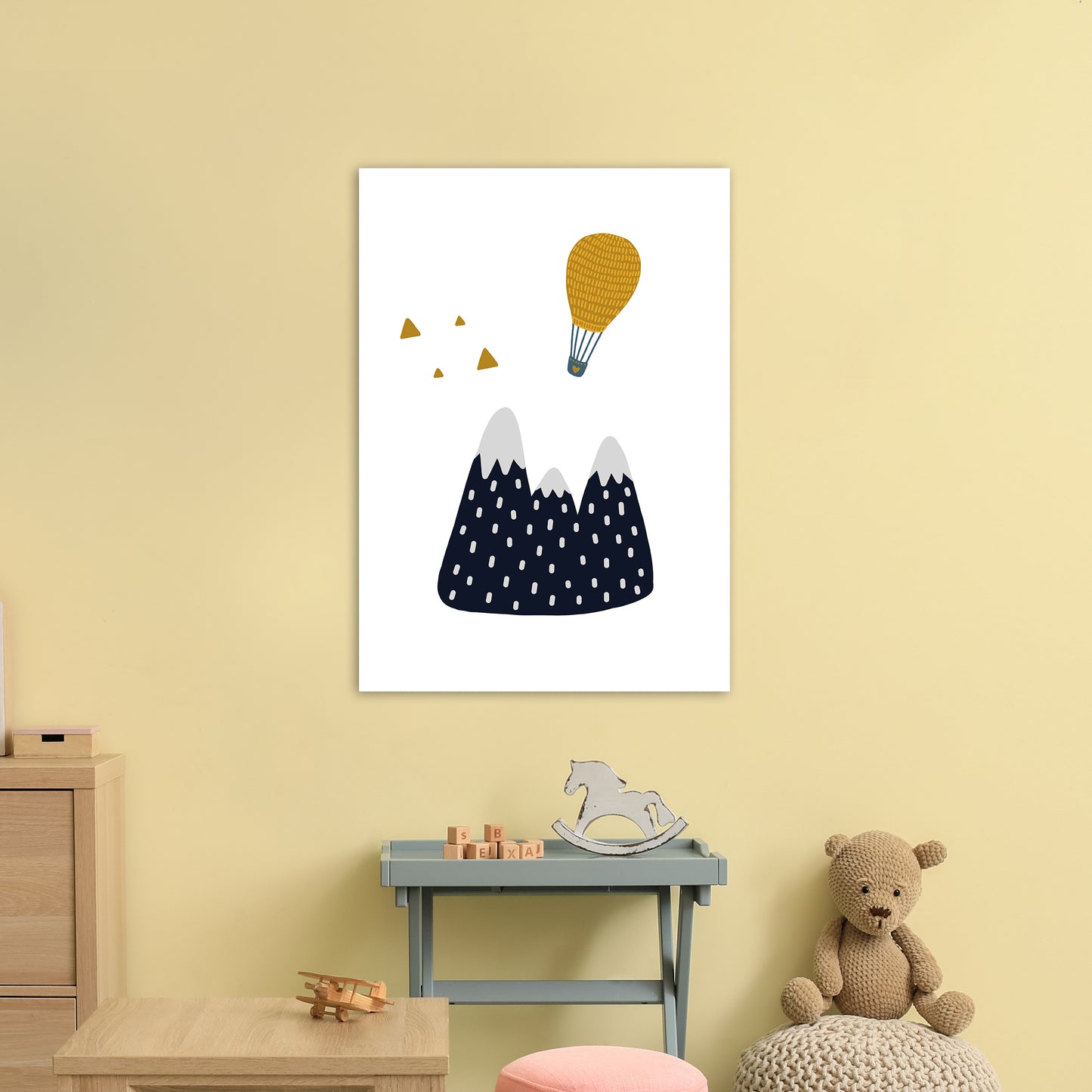 Little Explorer Hot Air Balloon Art Print by Pixy Paper A1 Black Frame