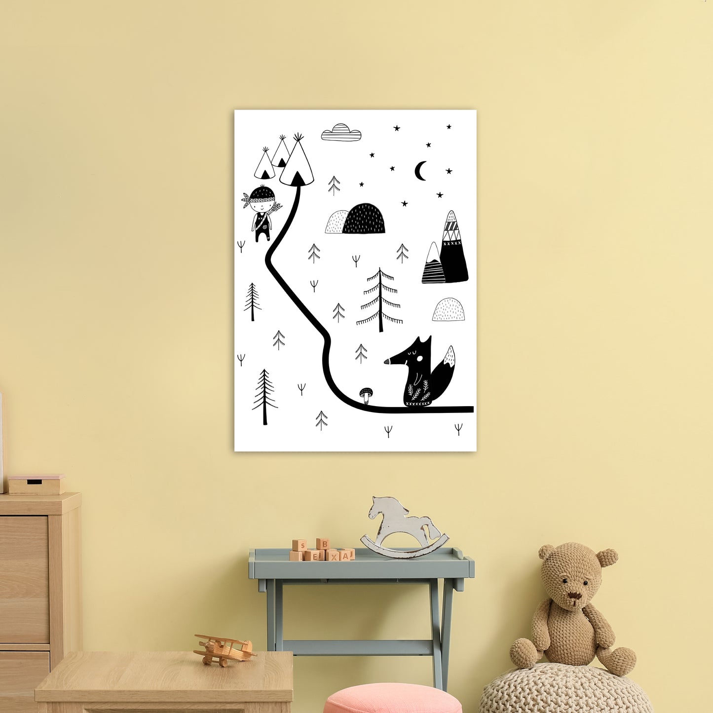 Little Explorer Winding Road Art Print by Pixy Paper A1 Black Frame