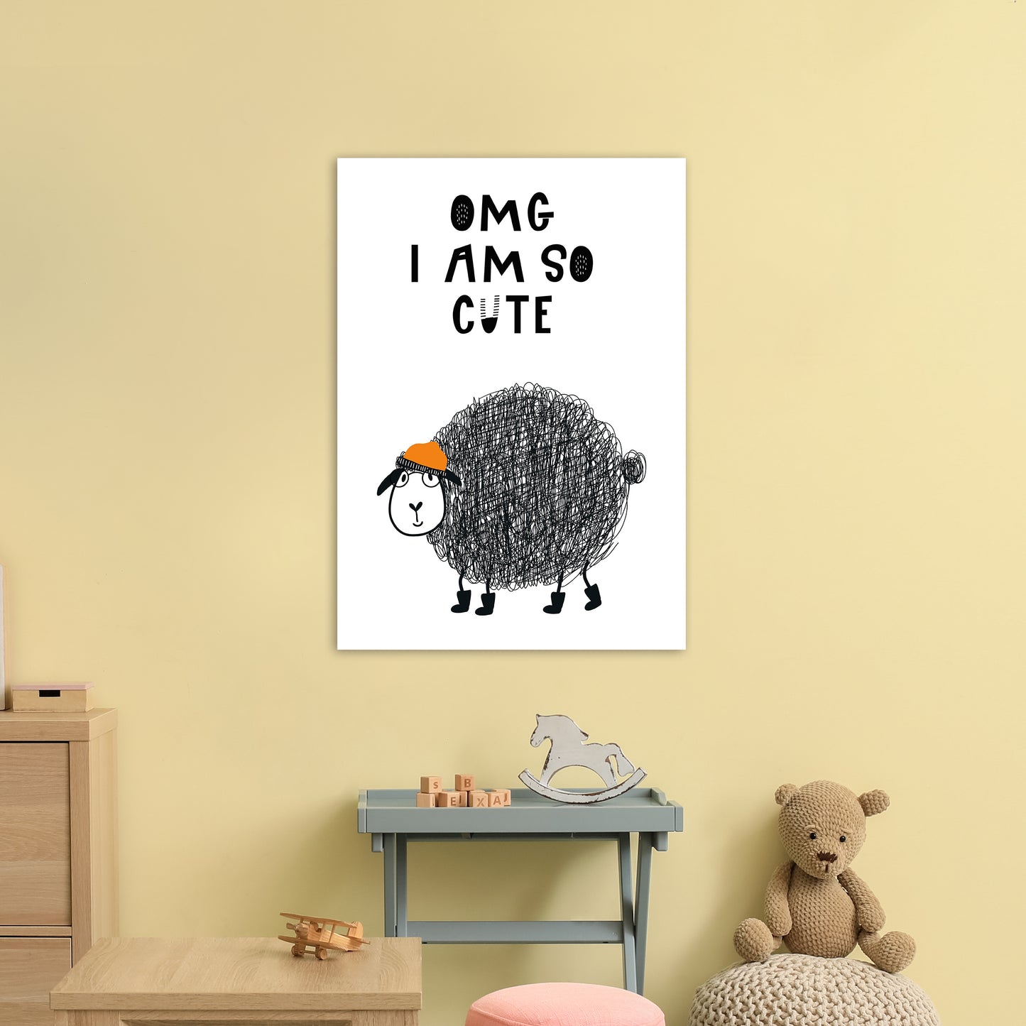Omg I Am So Cute Animal Pop Art Print by Pixy Paper A1 Black Frame