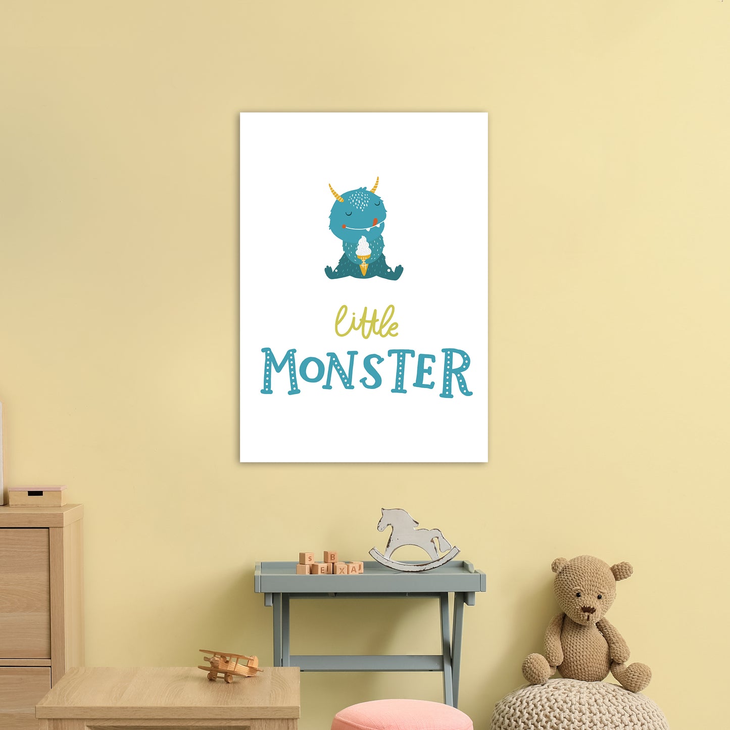 Little Monsters Ice Cream Art Print by Pixy Paper A1 Black Frame