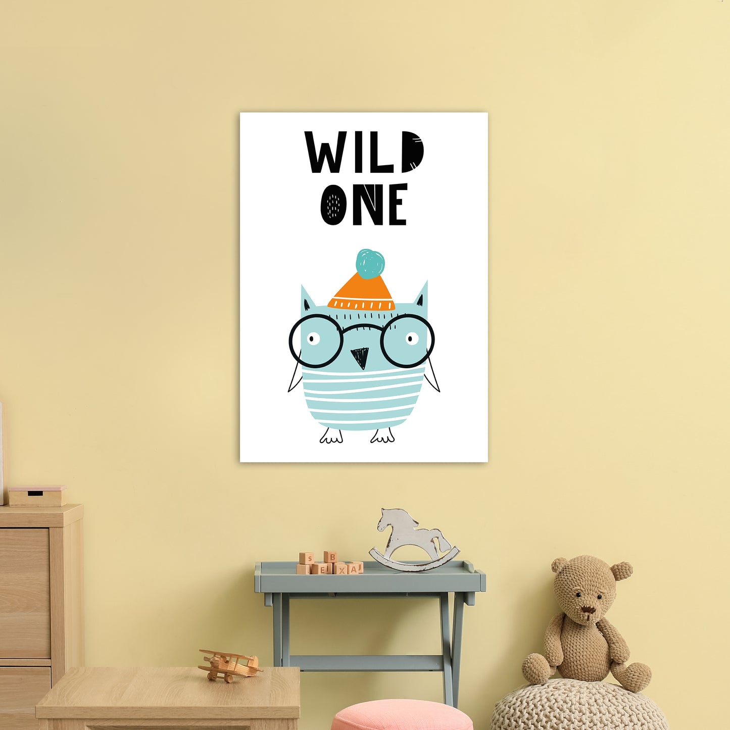 Wild One Owl Animal Pop Art Print by Pixy Paper A1 Black Frame