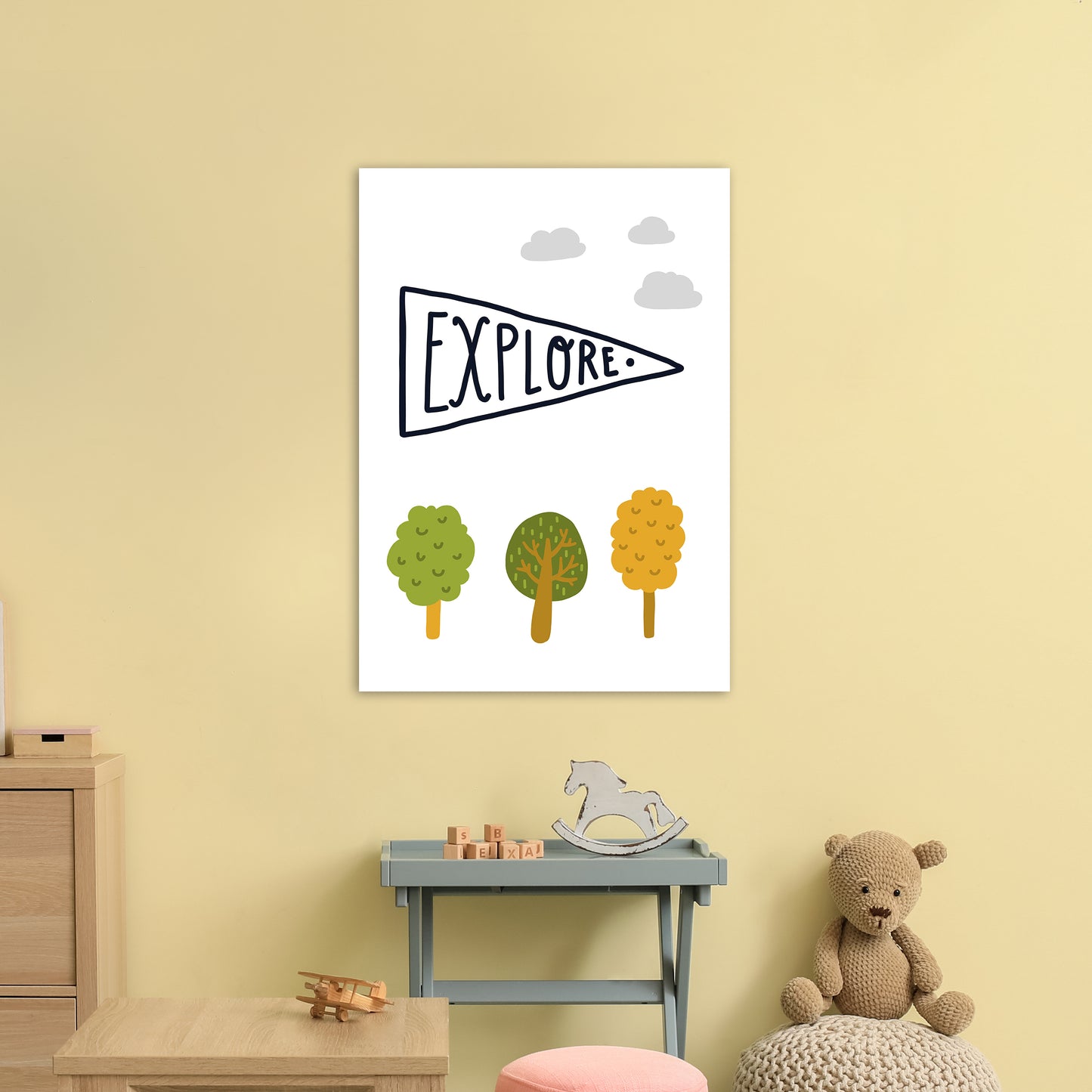Little Explorer Sign Art Print by Pixy Paper A1 Black Frame