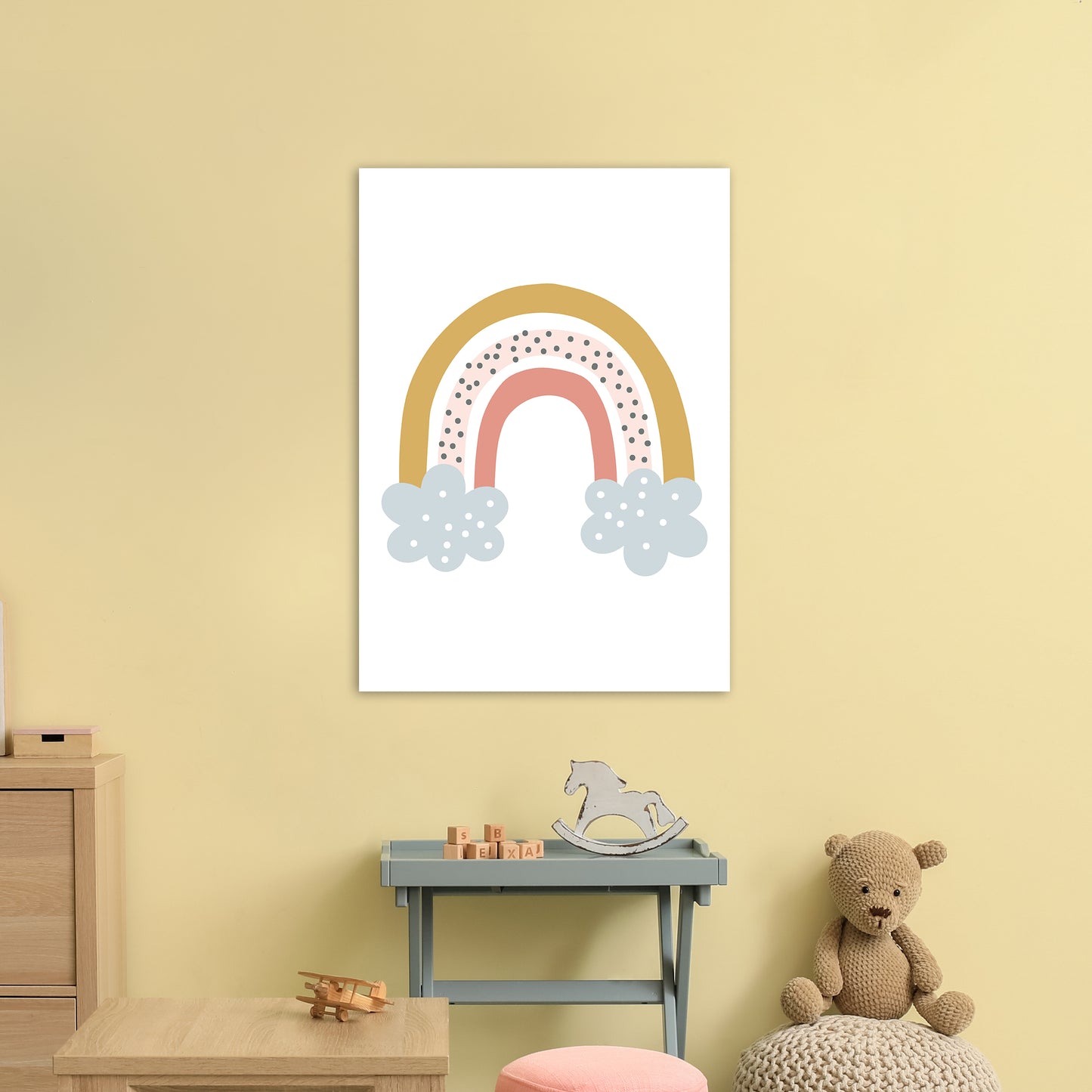 Rainbow With Clouds Art Print by Pixy Paper A1 Black Frame