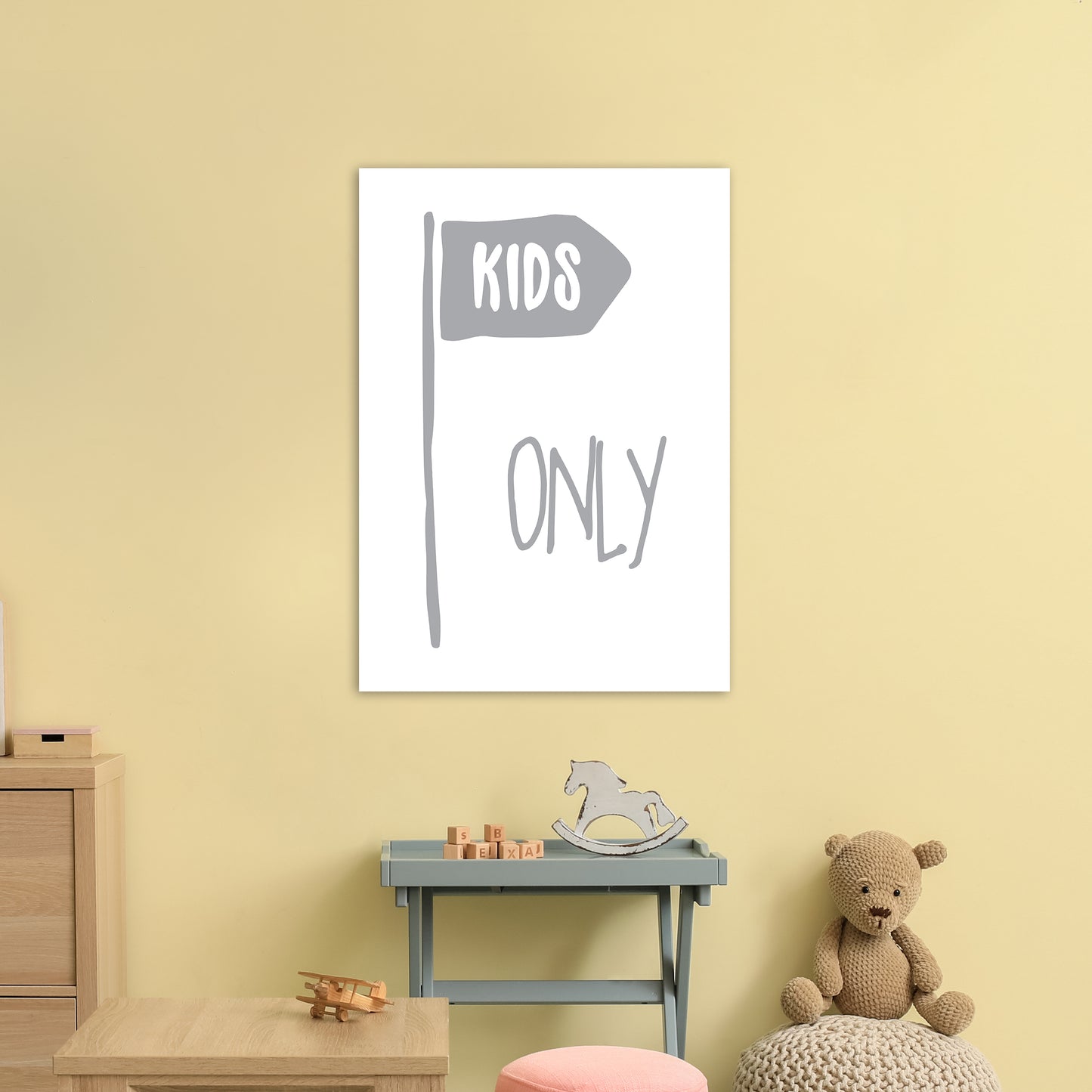 Kids Only Grey Art Print by Pixy Paper A1 Black Frame