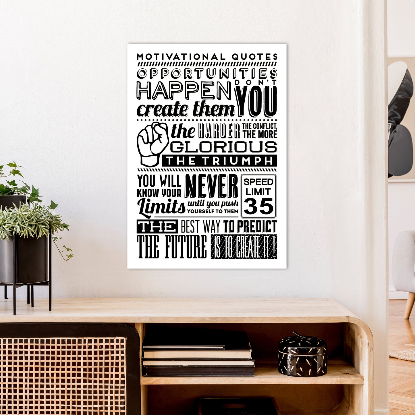 Opportunities Happen Vintage Art Print by Pixy Paper A1 Black Frame
