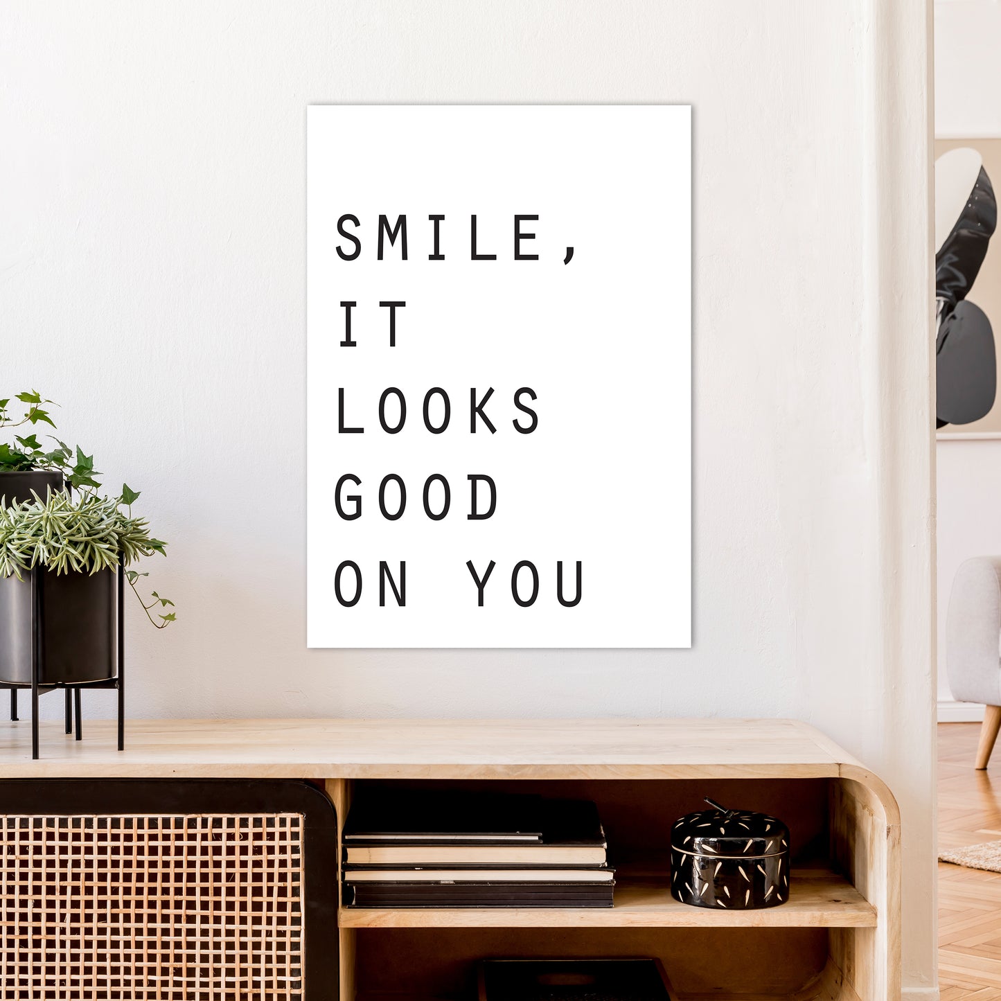 Smile It Looks Good On You Art Print by Pixy Paper A1 Black Frame