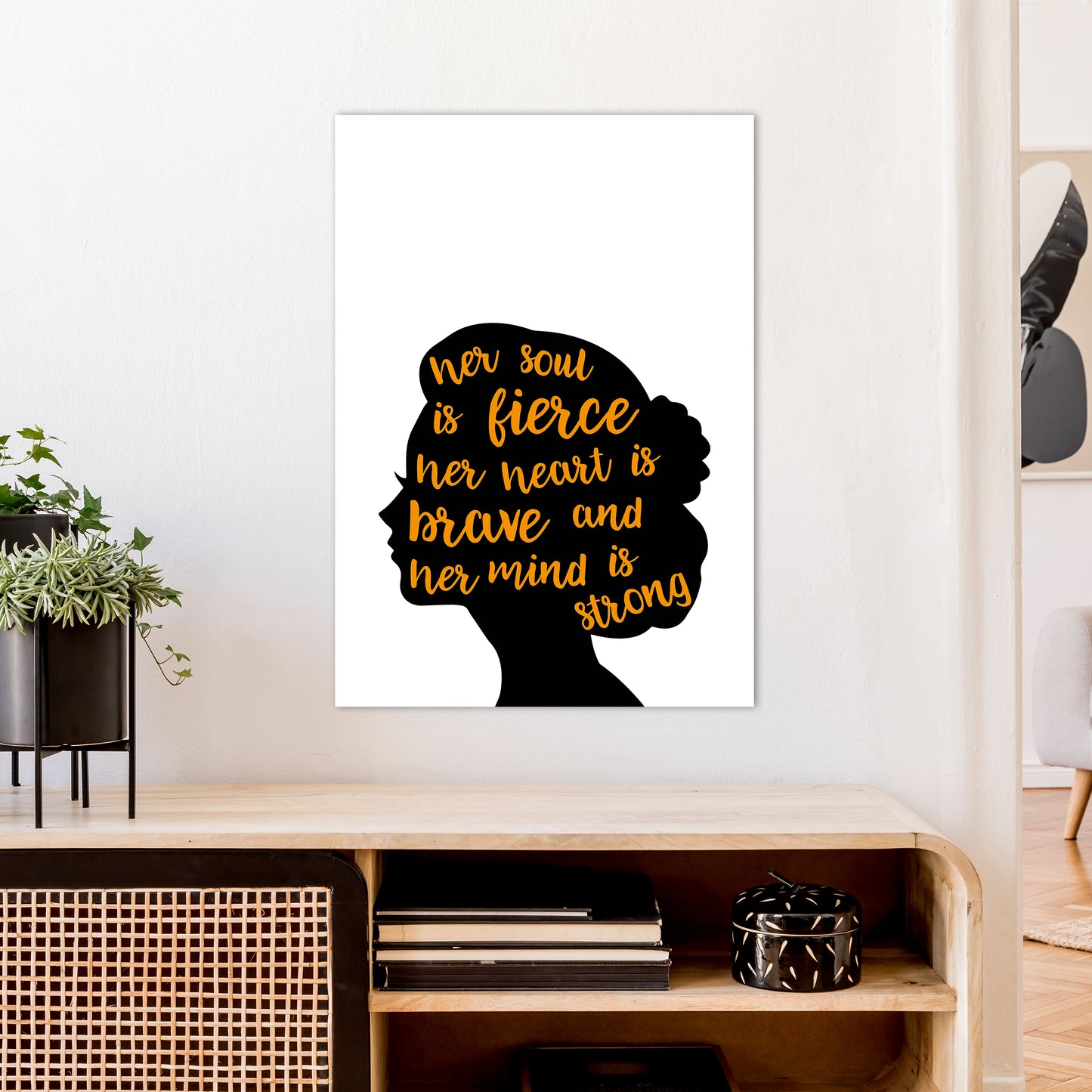Her Soul Is Fierce Orange Art Print by Pixy Paper A1 Black Frame