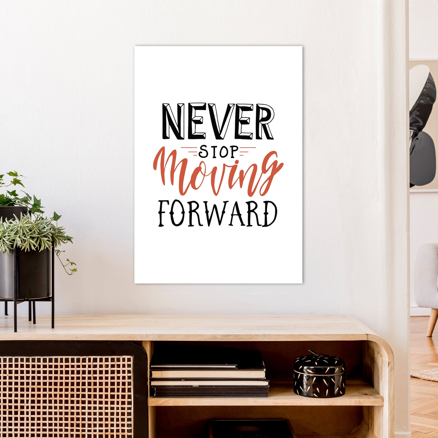 Never Stop Moving Forward Art Print by Pixy Paper A1 Black Frame