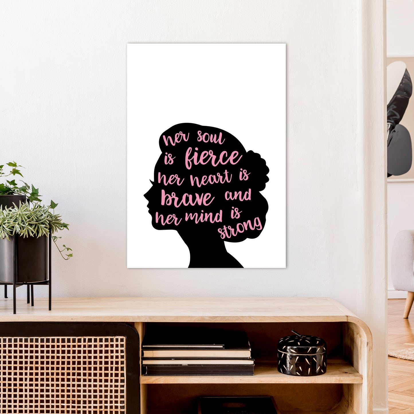 Her Soul Is Fierce Pink Art Print by Pixy Paper A1 Black Frame