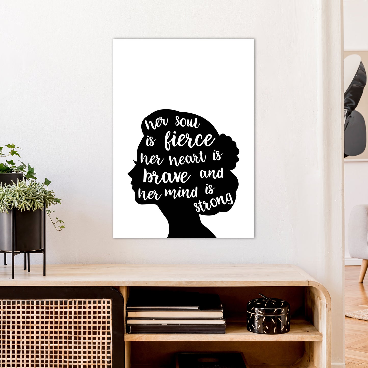 Her Soul Is Fierce White Art Print by Pixy Paper A1 Black Frame