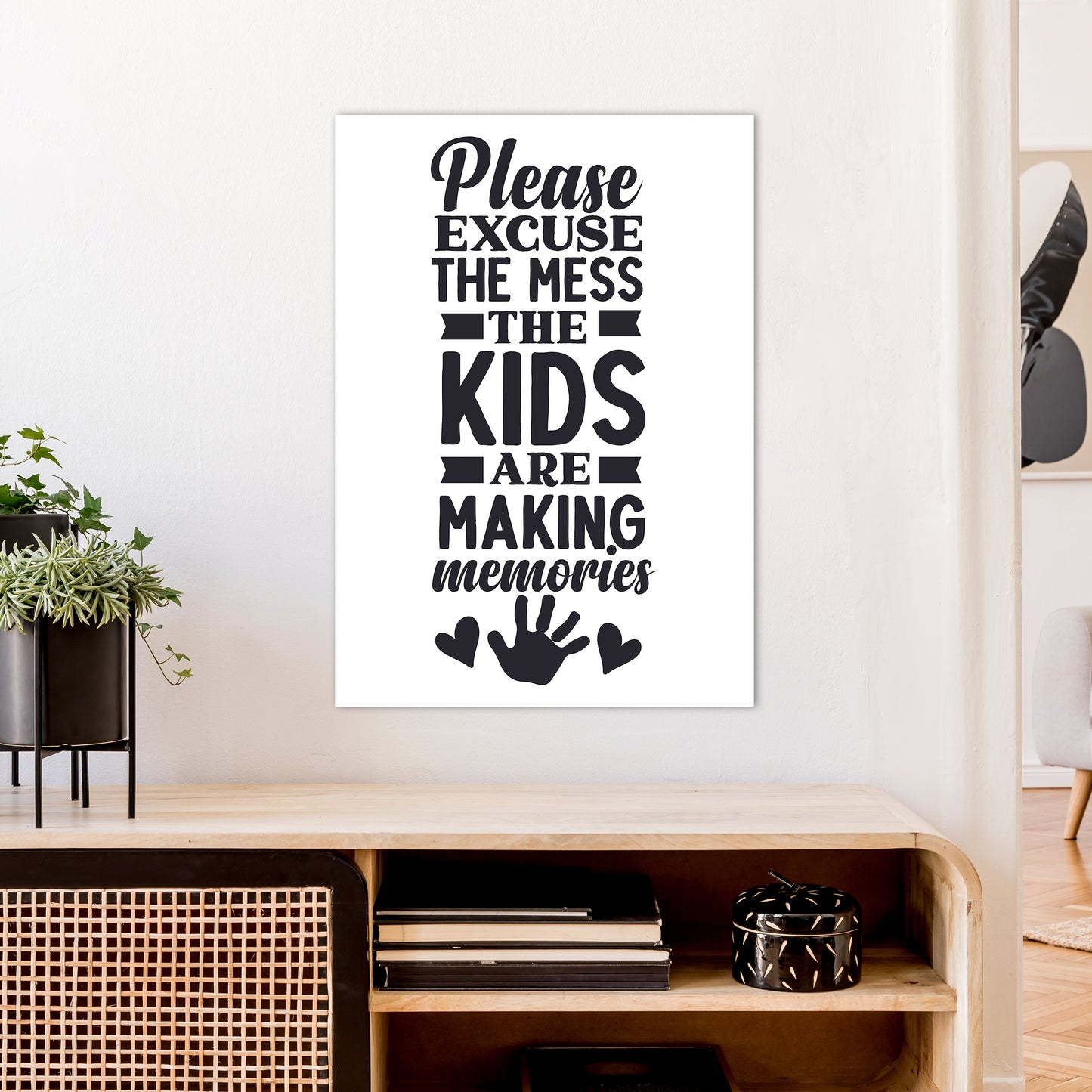 Please Excuse The Mess Art Print by Pixy Paper A1 Black Frame