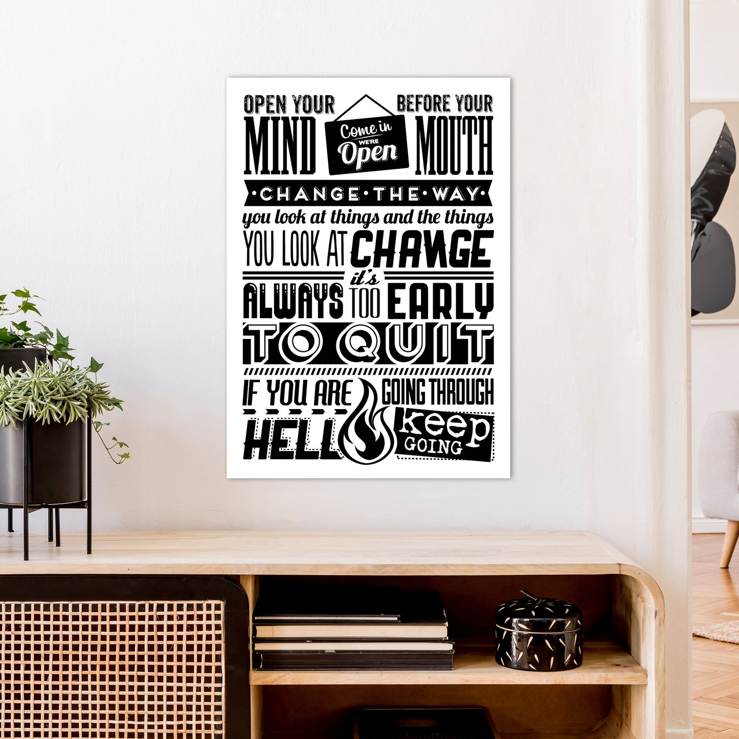Open Your Mind Vintage Art Print by Pixy Paper A1 Black Frame